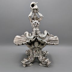 Italian sculpture in solid 800 silver reproducing the Triton fountain in Rome