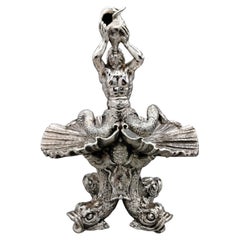 Italian sculpture in solid 800 silver reproducing the Triton fountain in Rome