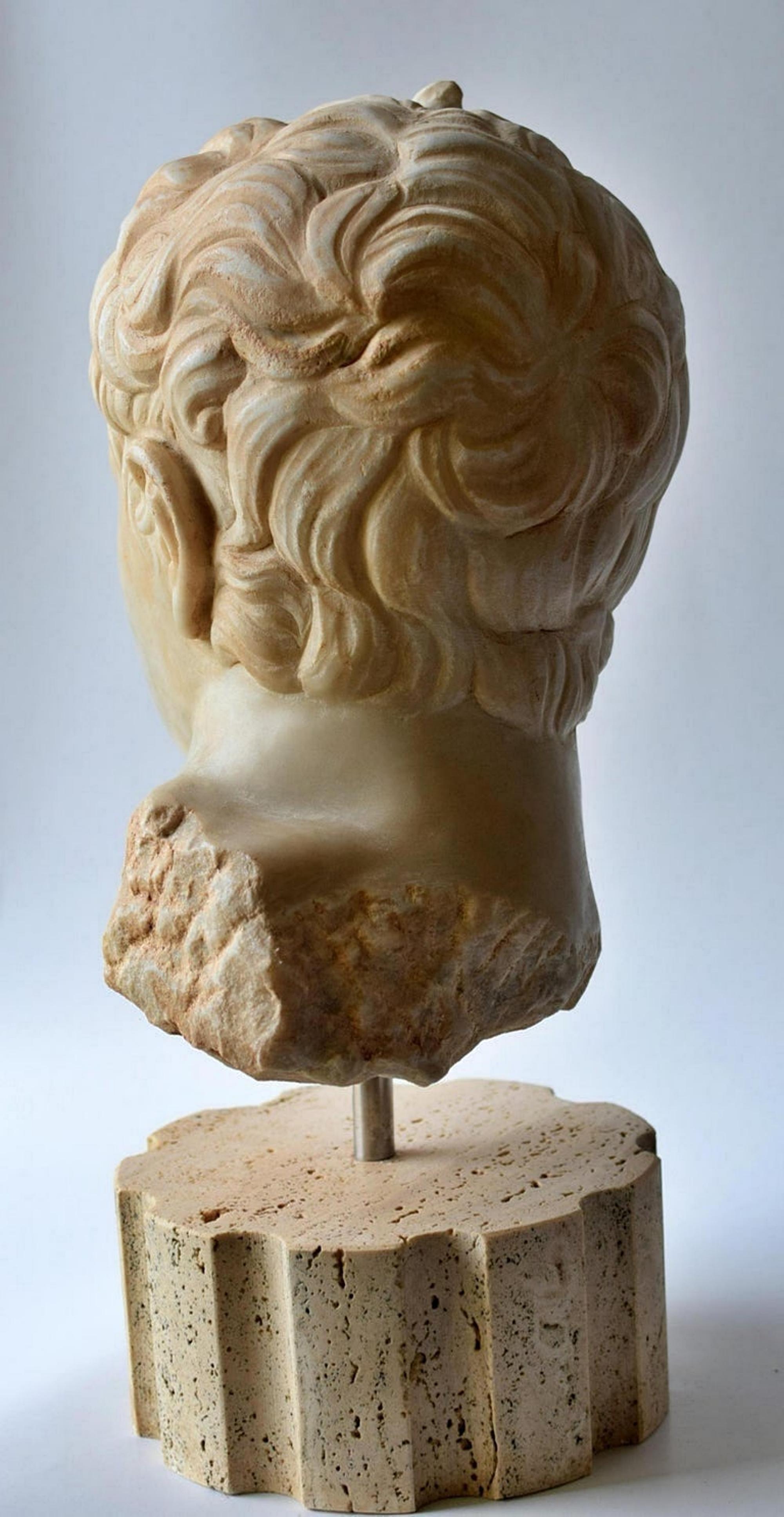 Italienische Skulptur „Lisippea Apoxiomenos“ Kopf aus Marmor des 20. Jahrhunderts im Zustand „Gut“ im Angebot in Madrid, ES