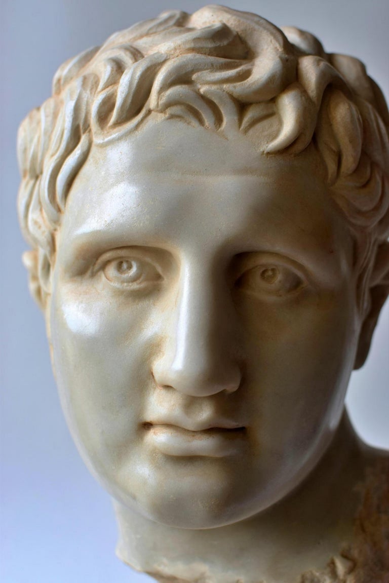 Italian Sculpture "Lisippea Apoxiomenos" Head Begin 20th Century Marble