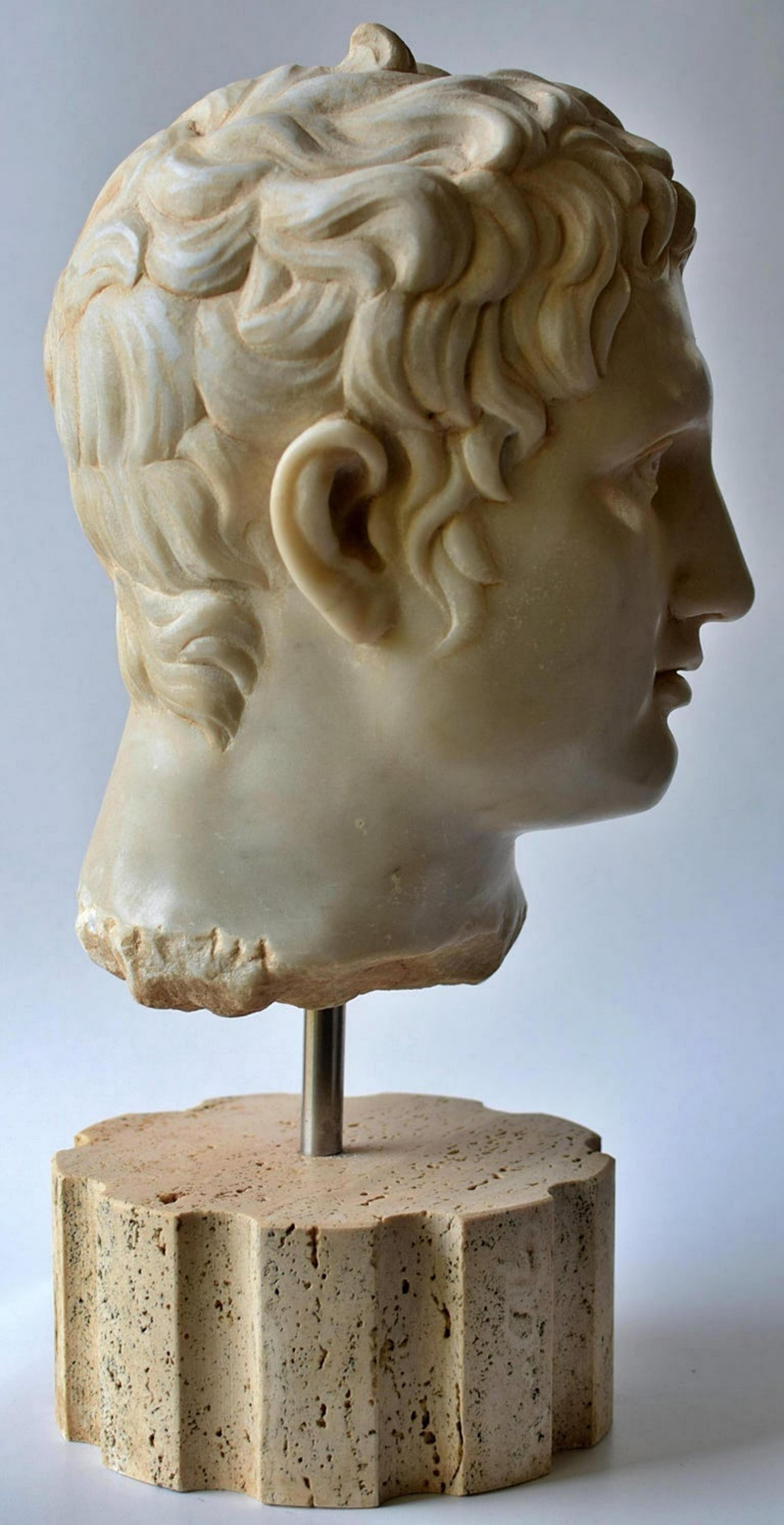 Italienische Skulptur „Lisippea Apoxiomenos“ Kopf aus Marmor des 20. Jahrhunderts im Angebot 1