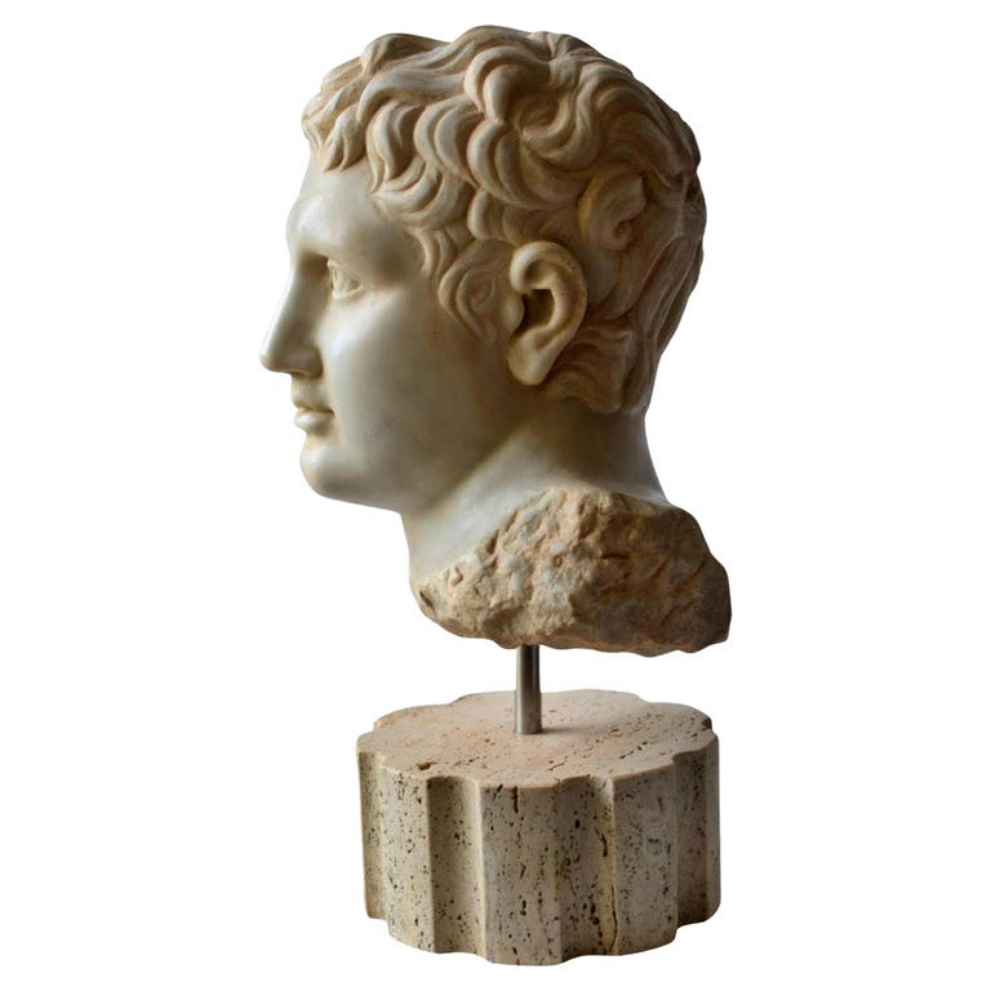 Italienische Skulptur „Lisippea Apoxiomenos“ Kopf aus Marmor des 20. Jahrhunderts im Angebot 3