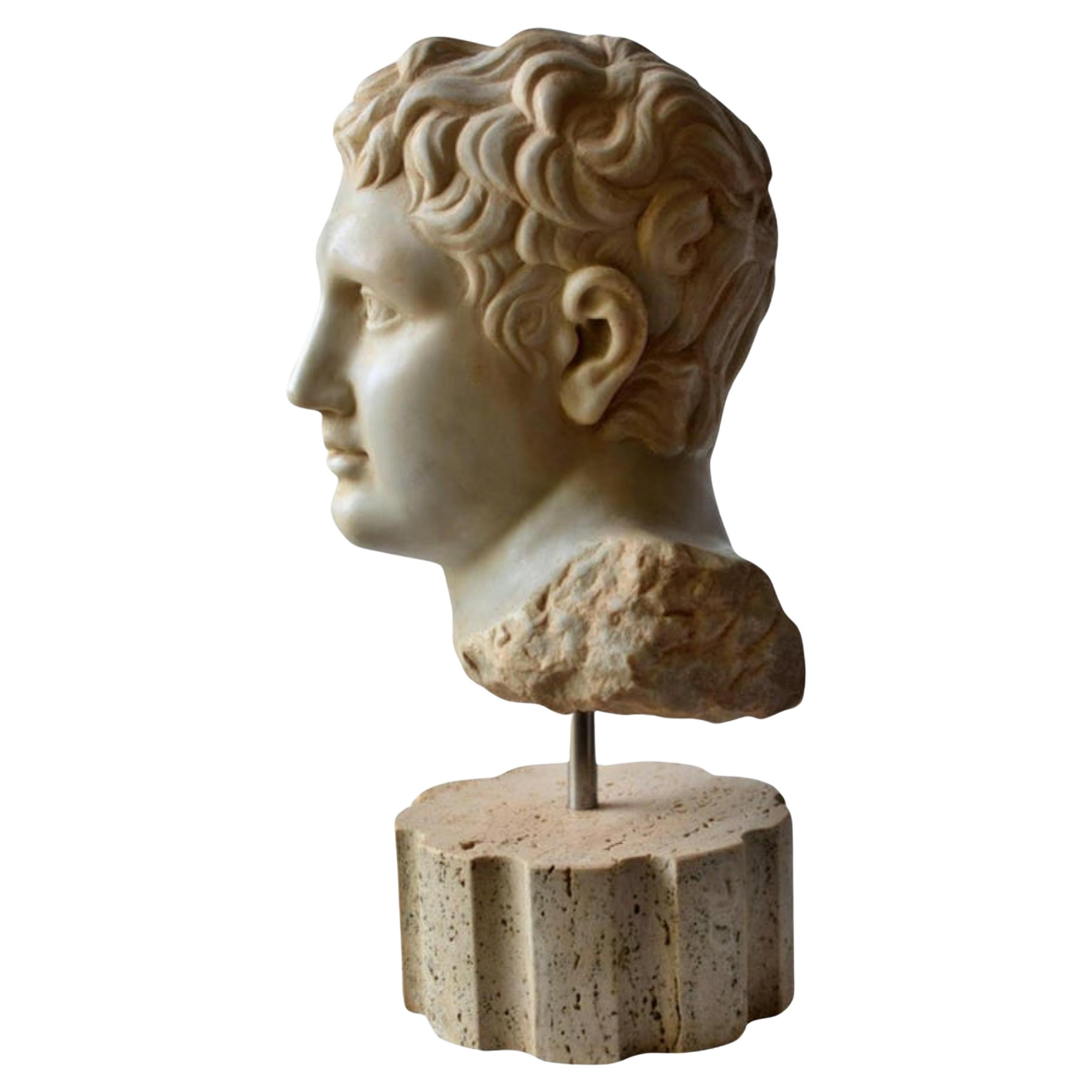 Italian Sculpture "Lisippea Apoxiomenos" Head Begin 20th Century Marble For Sale