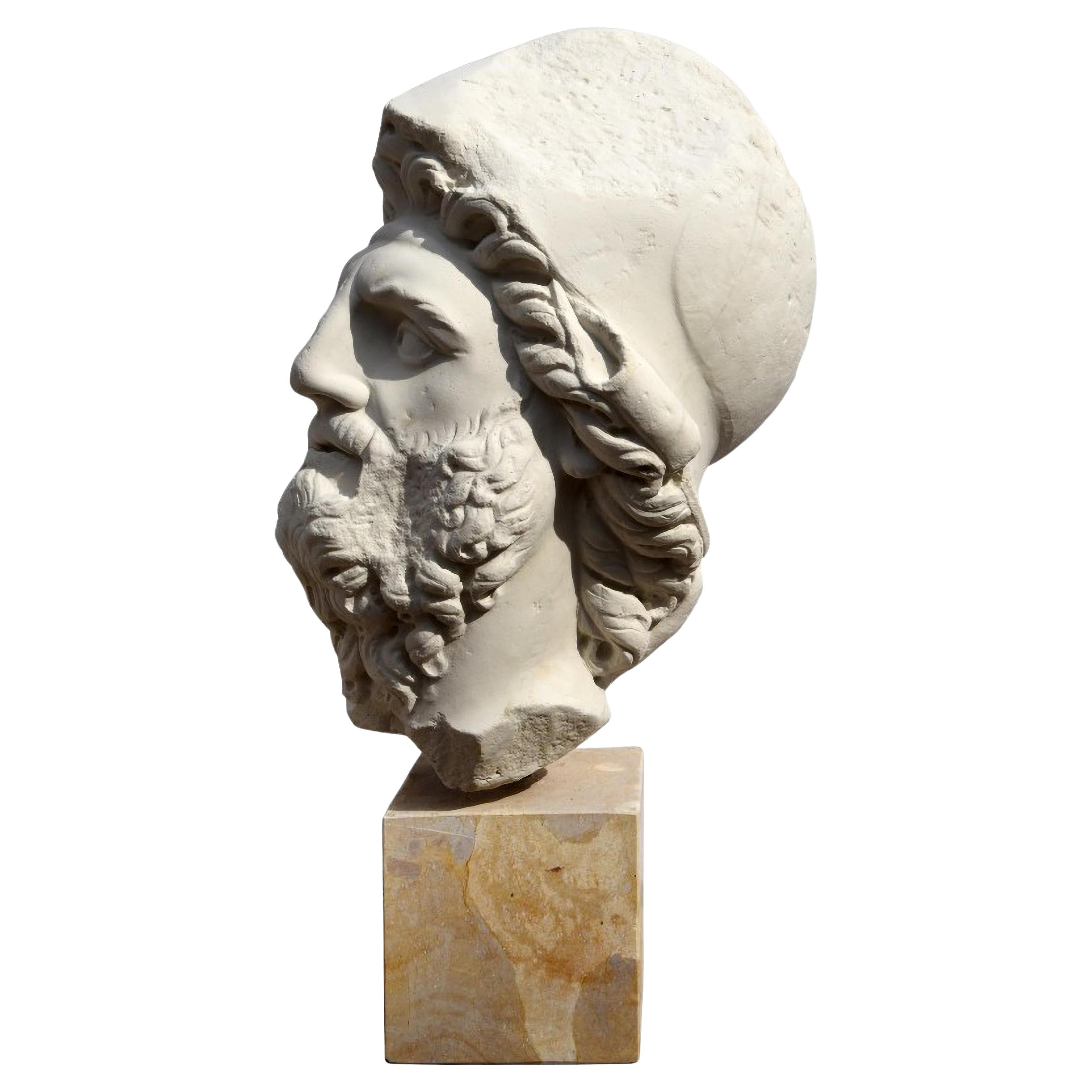 Italian Sculpture "Menelao Head" in Plaster Early 20th Century