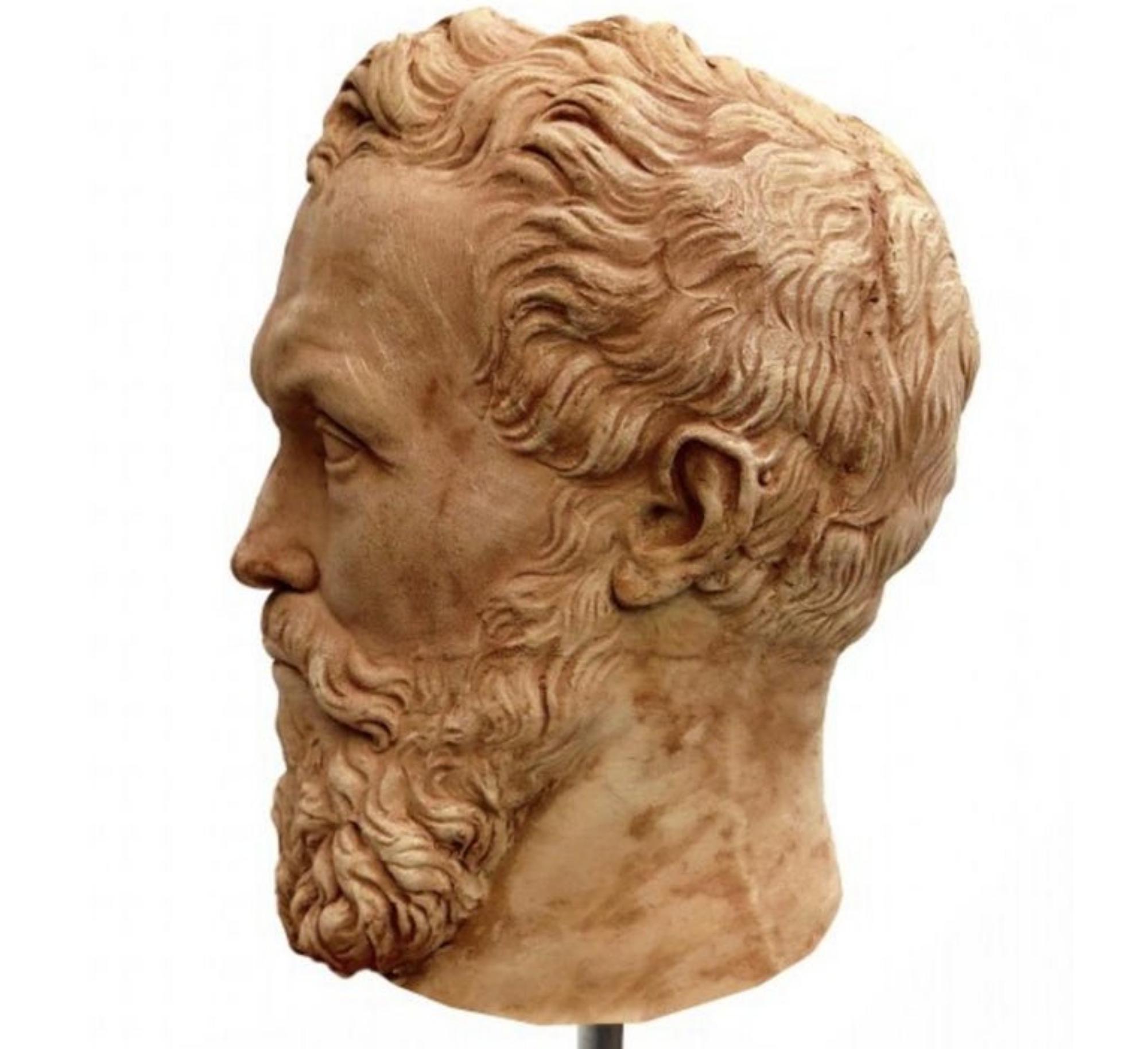 Escultura italiana Michelangelo Buonarroti Cabeza de terracota, principios del siglo XX Hecho a mano