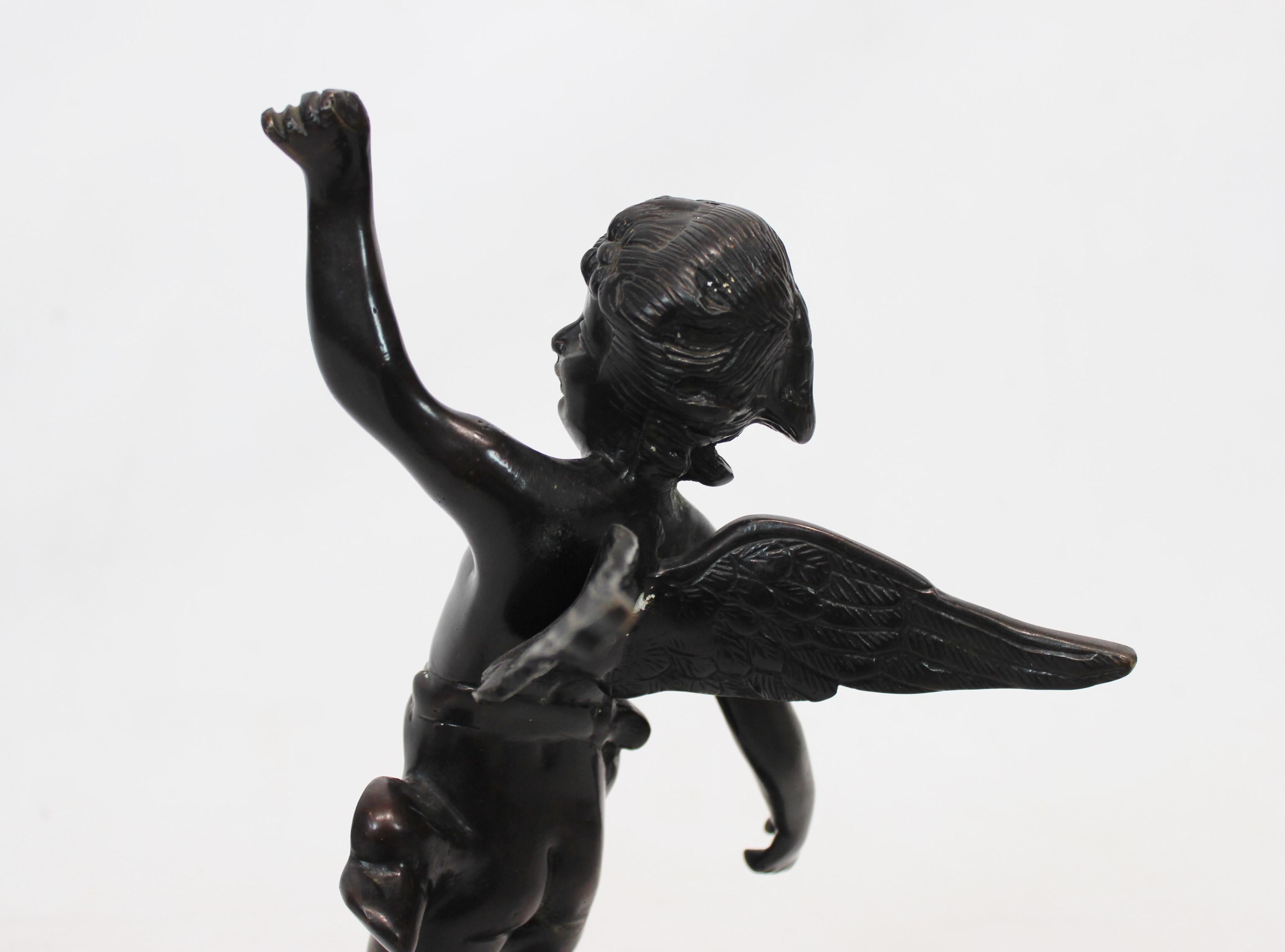 Italian Sculpture Of Angelic Motif In Patinated Bronze From 1930s In Good Condition For Sale In Lejre, DK