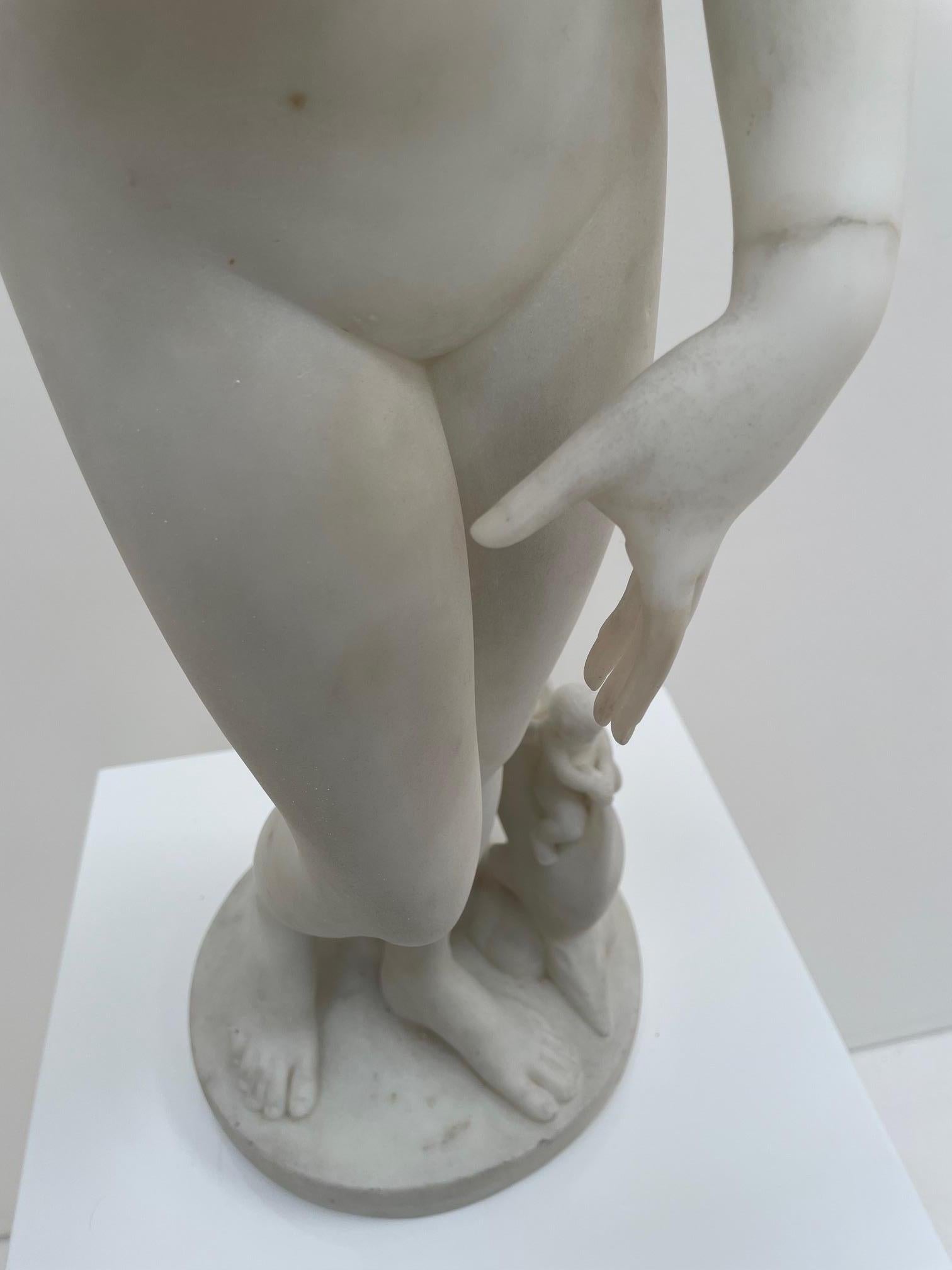 Italian Sculpture Statue From 19th Century in White Carrara Marble For Sale 7