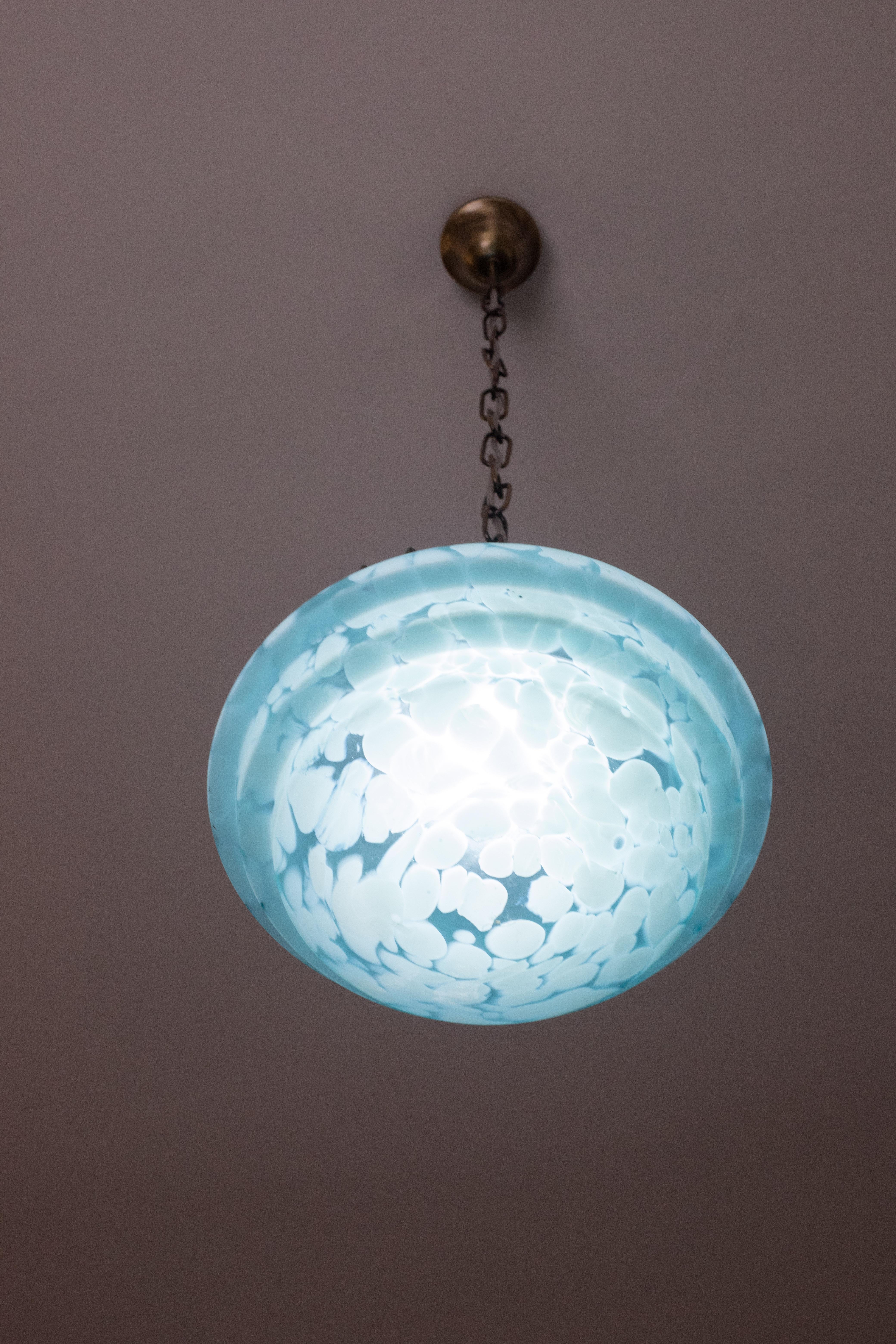 Italian Sea Blue Glass Pendant, 1960s For Sale 4