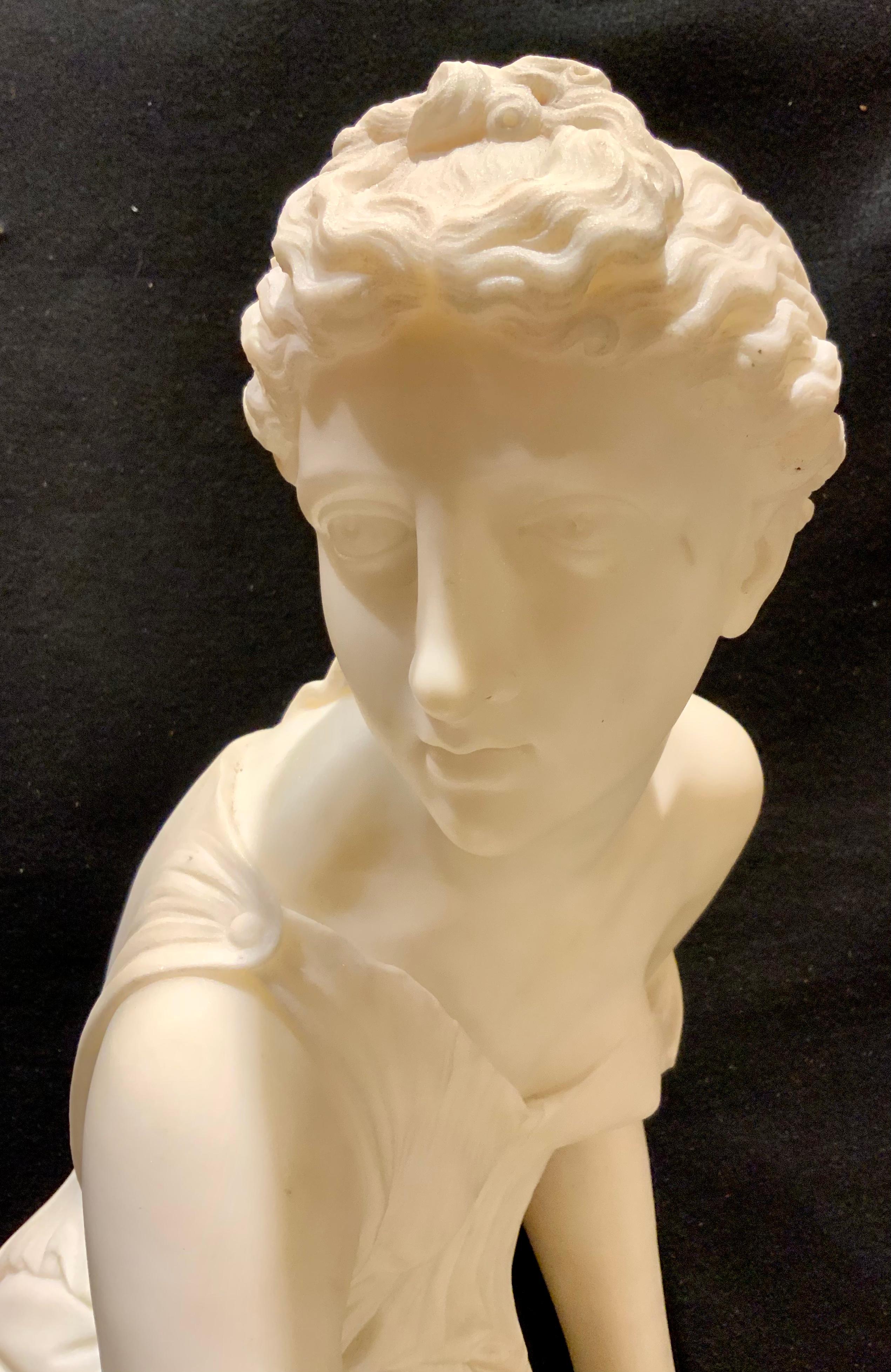Italian Seated Figure of a Carrara Marble Sculpture of a Vestal Virgin For Sale 4