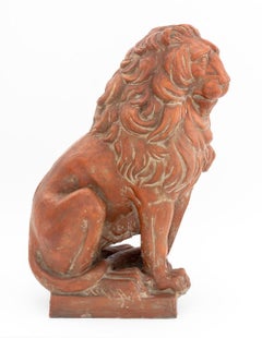 Italian Seated Lion Terracotta Sculpture