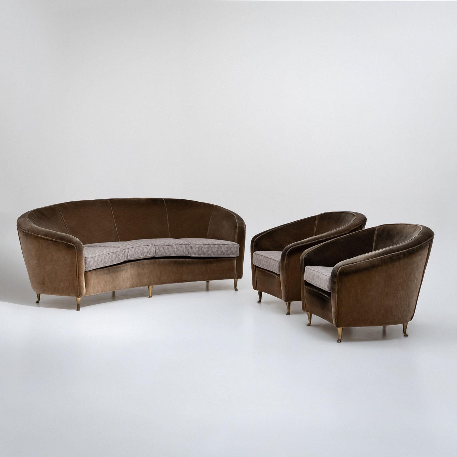 Laiton Ensemble de sièges italiens dans le style d'Ico Parisi, années 1950 en vente