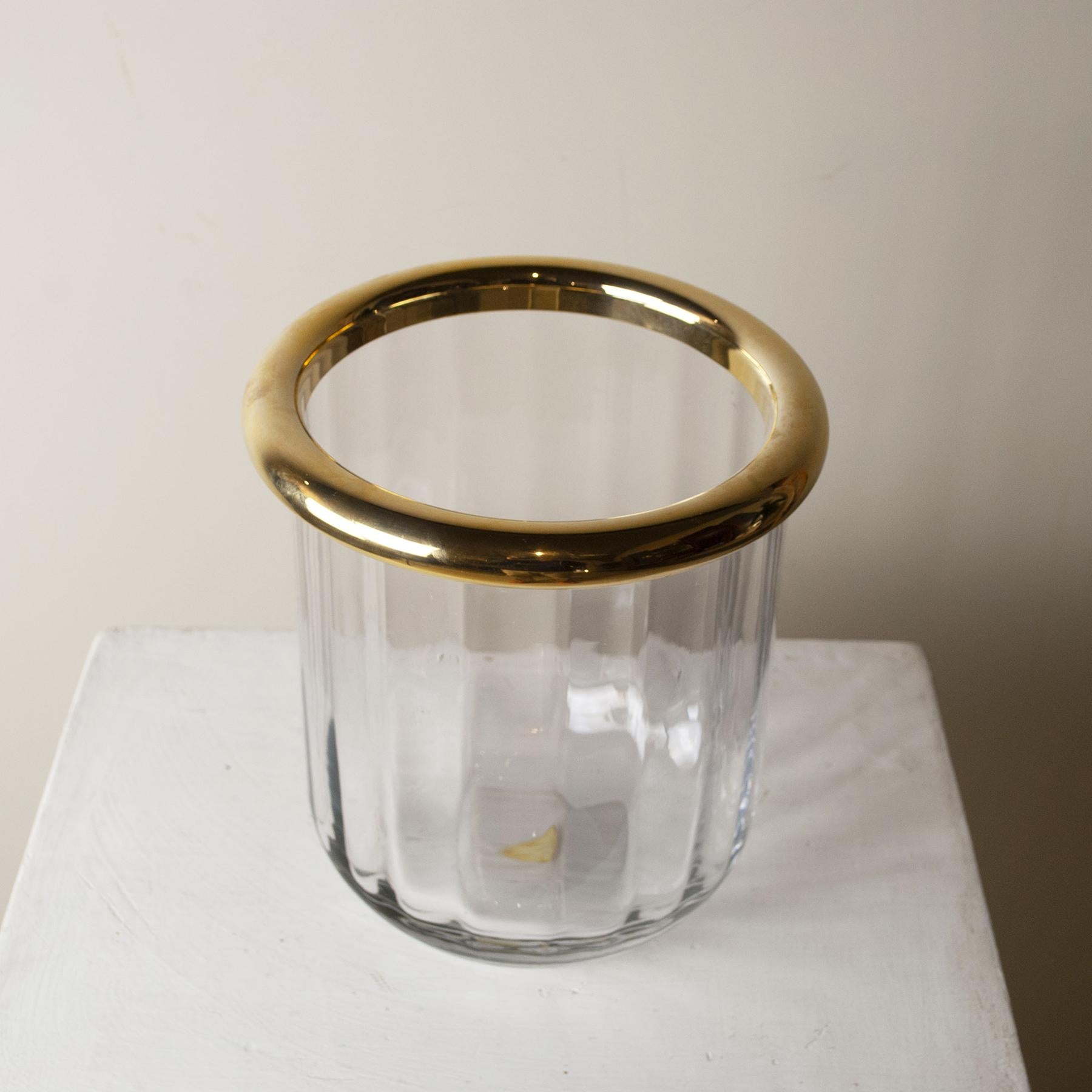 Mid-20th Century Italian Seau a Glace in Cristal and Brass Late, 1960s For Sale