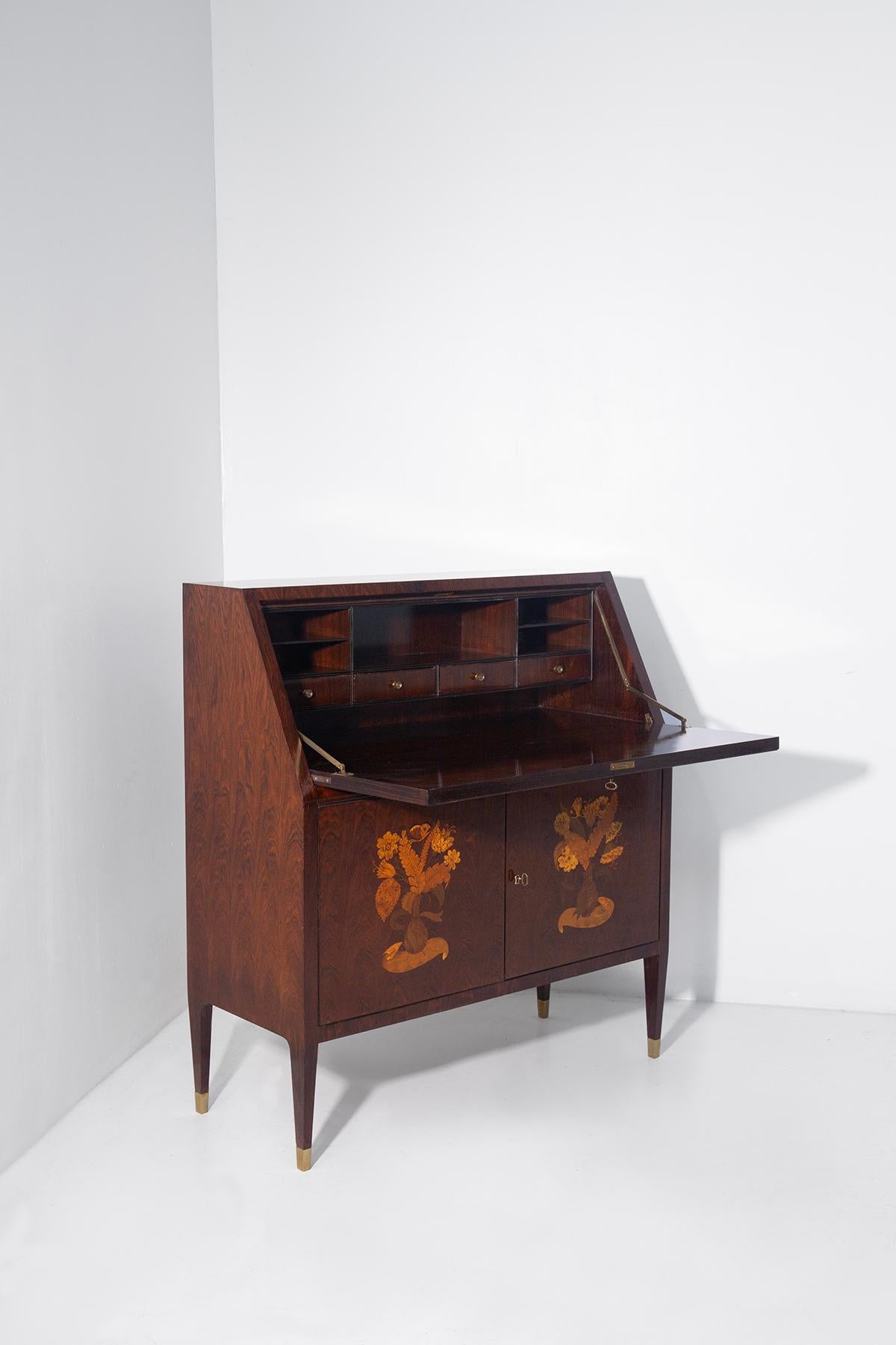 Majestic Italian 1950s Secretaire by Paolo Buffa - Execution by Serafino Arrighi, Inlay by G. Anzani
An outstanding and highly collectible Italian mid-century secretaire, designed by the celebrated Paolo Buffa in the 1950s, with execution by