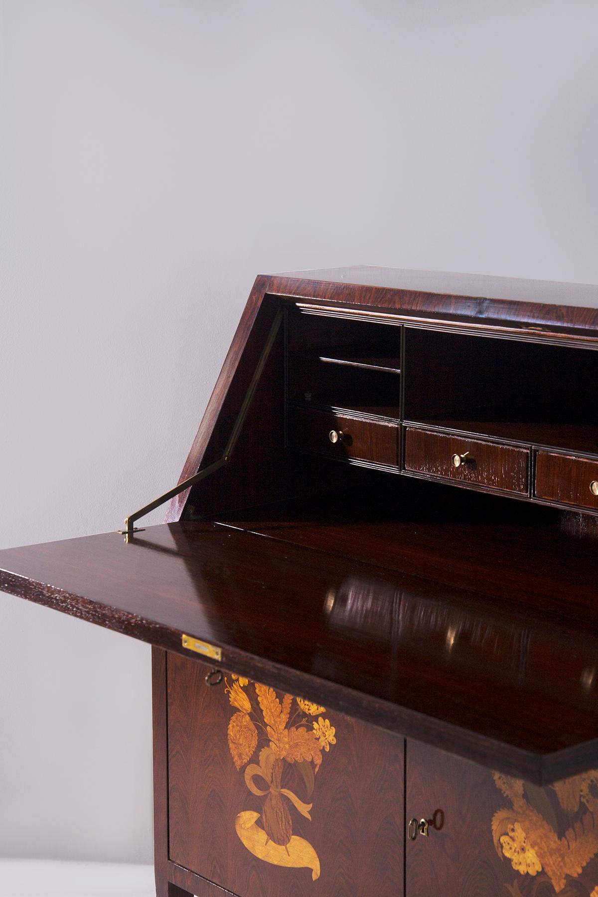 Mid-20th Century Italian secretary by Paolo Buffa and Serafino Arrighi on Anzani execution Signed For Sale
