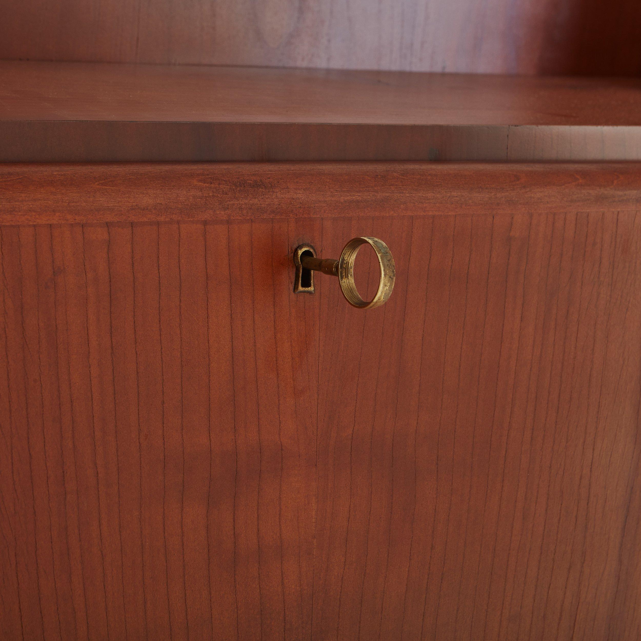 Mid-20th Century Italian Secretary Desk in Birch and Walnut, 1950s For Sale