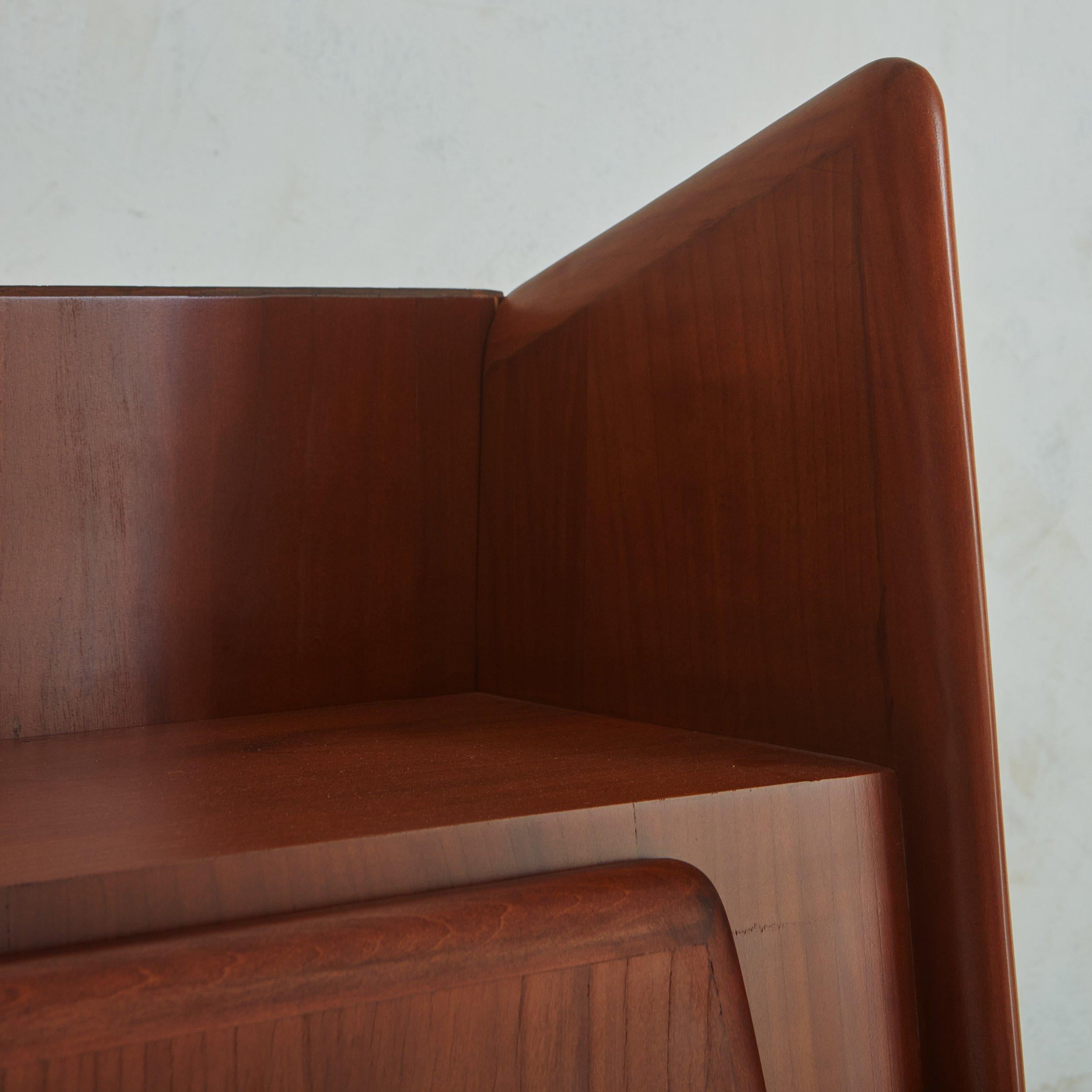 Wood Italian Secretary Desk in Birch and Walnut, 1950s For Sale