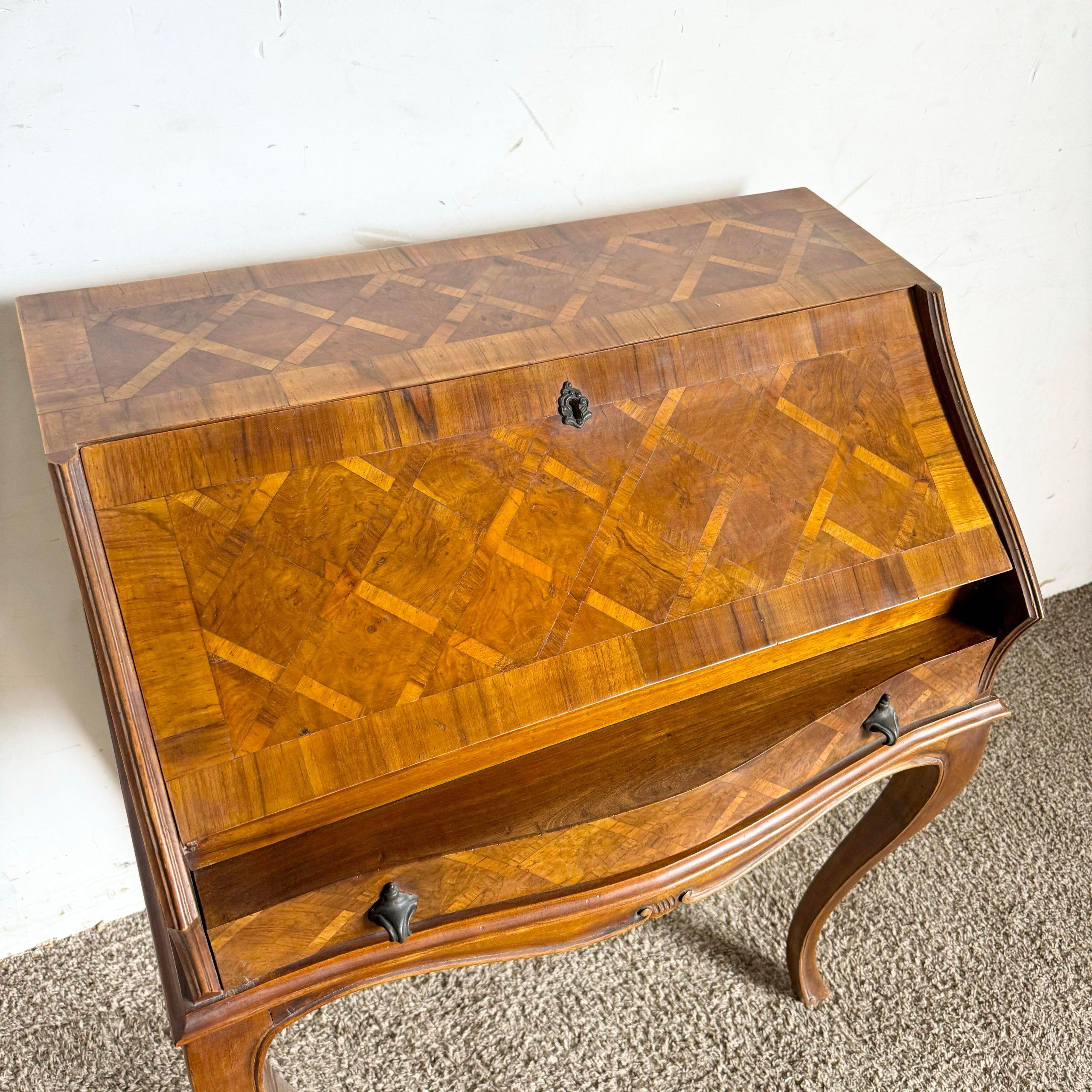 Italian Secretary Desk With Burl Wood Inlay 1