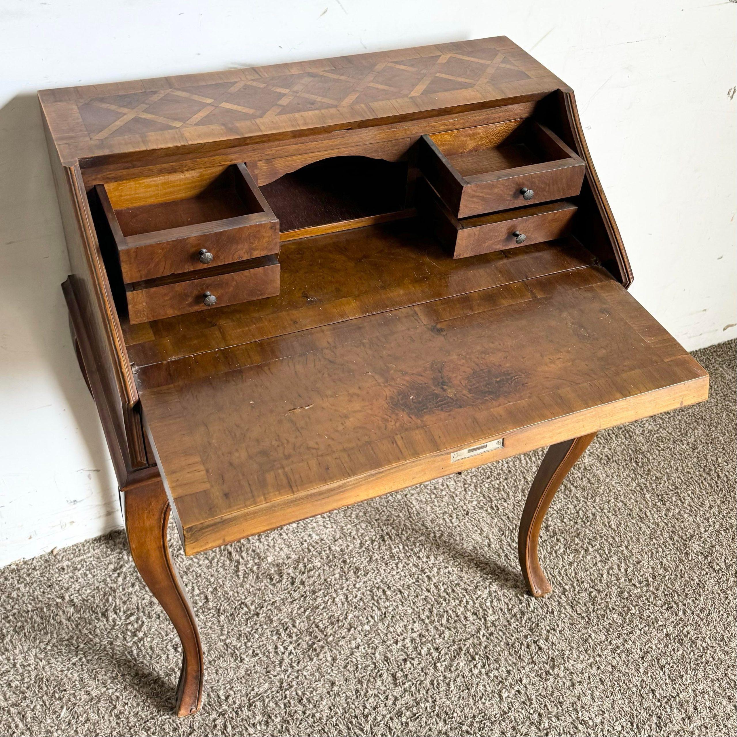 Italian Secretary Desk With Burl Wood Inlay 2