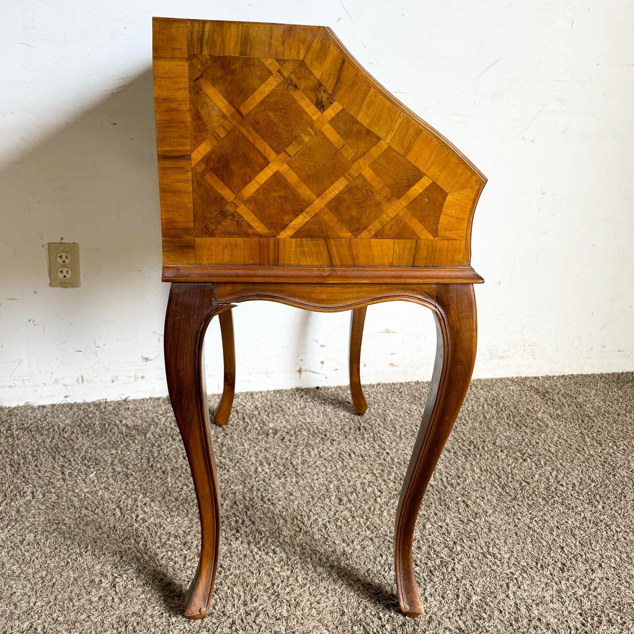 Italian Secretary Desk With Burl Wood Inlay 3