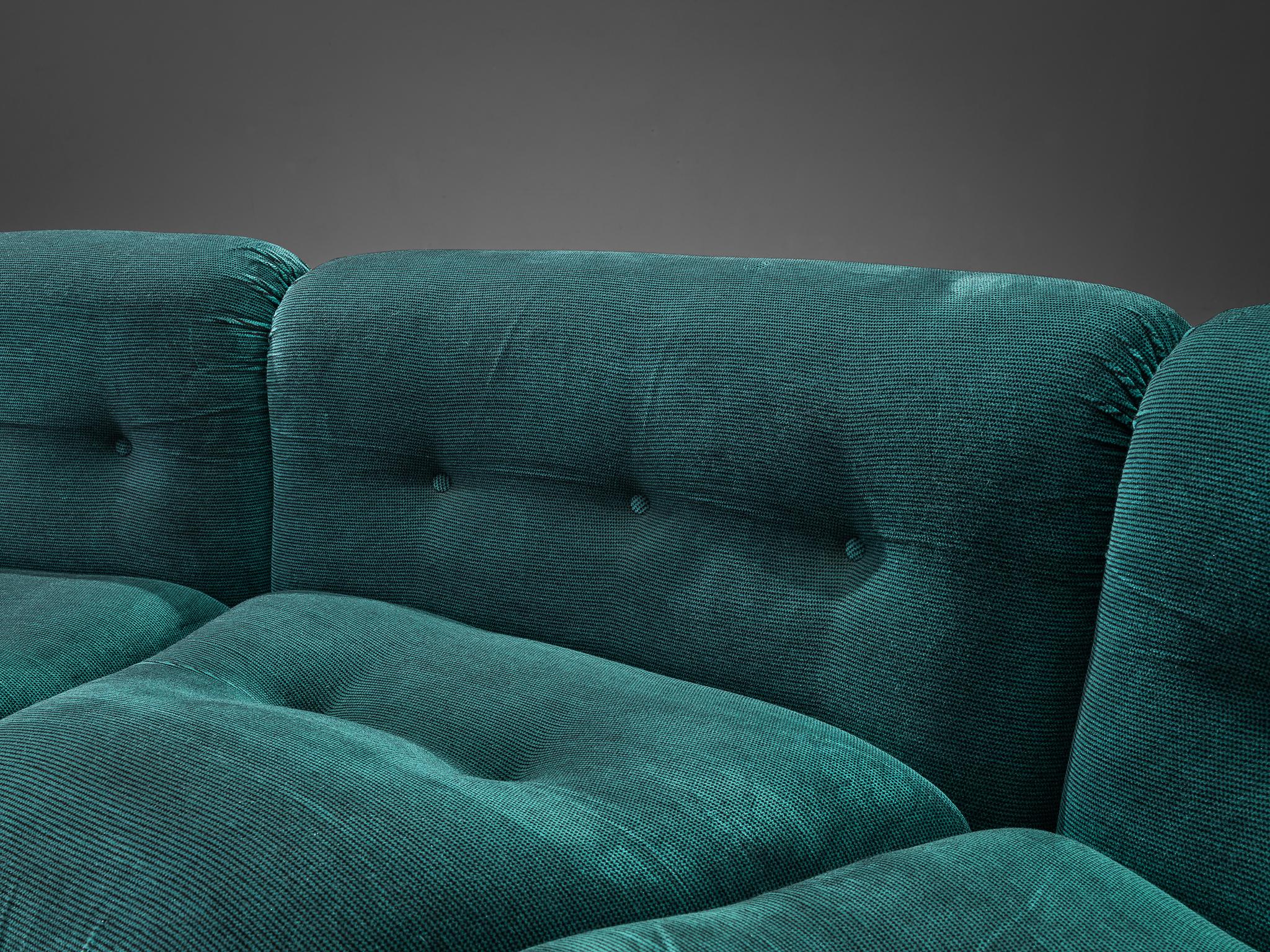 Italian Sectional Sofa in Green and Black Velvet with Chrome Detailing 5
