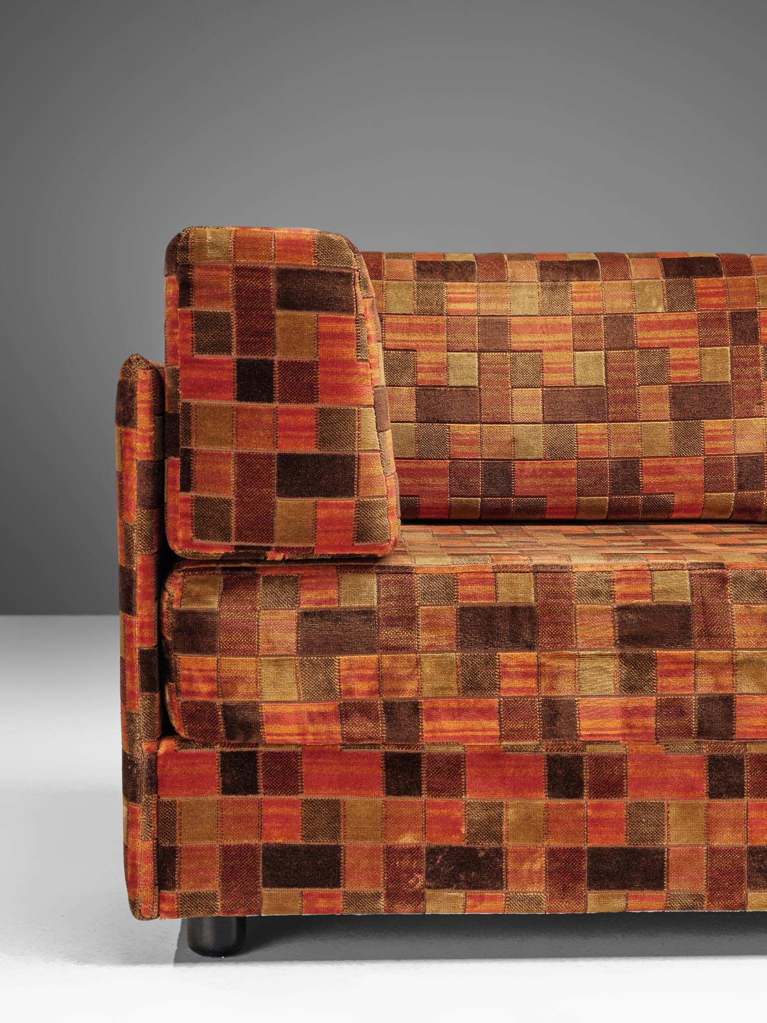 Italian Sectional Sofa in Orange Colored Fabric, 1970s 2