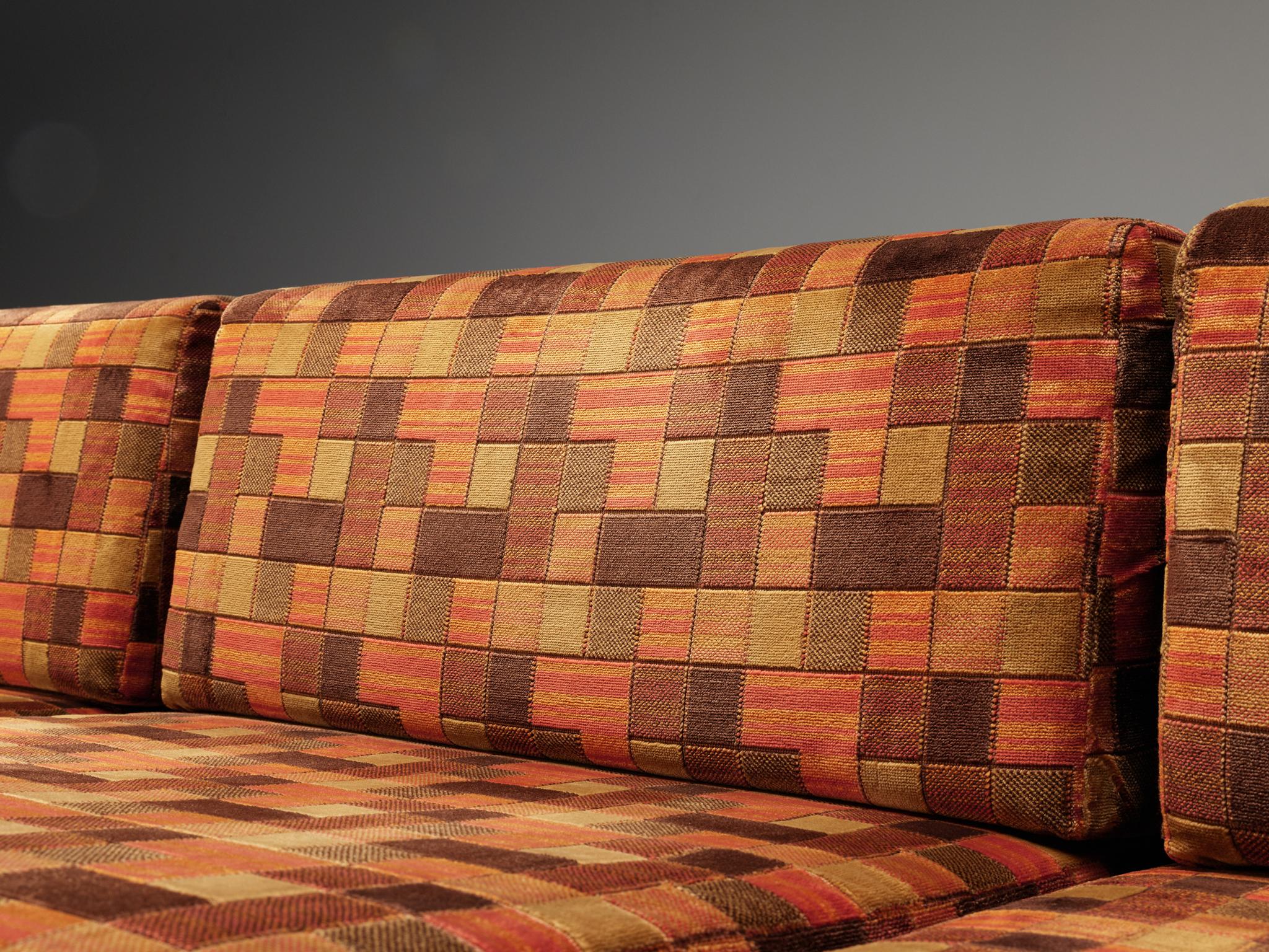 Italian Sectional Sofa in Orange Colored Fabric, 1970s 3