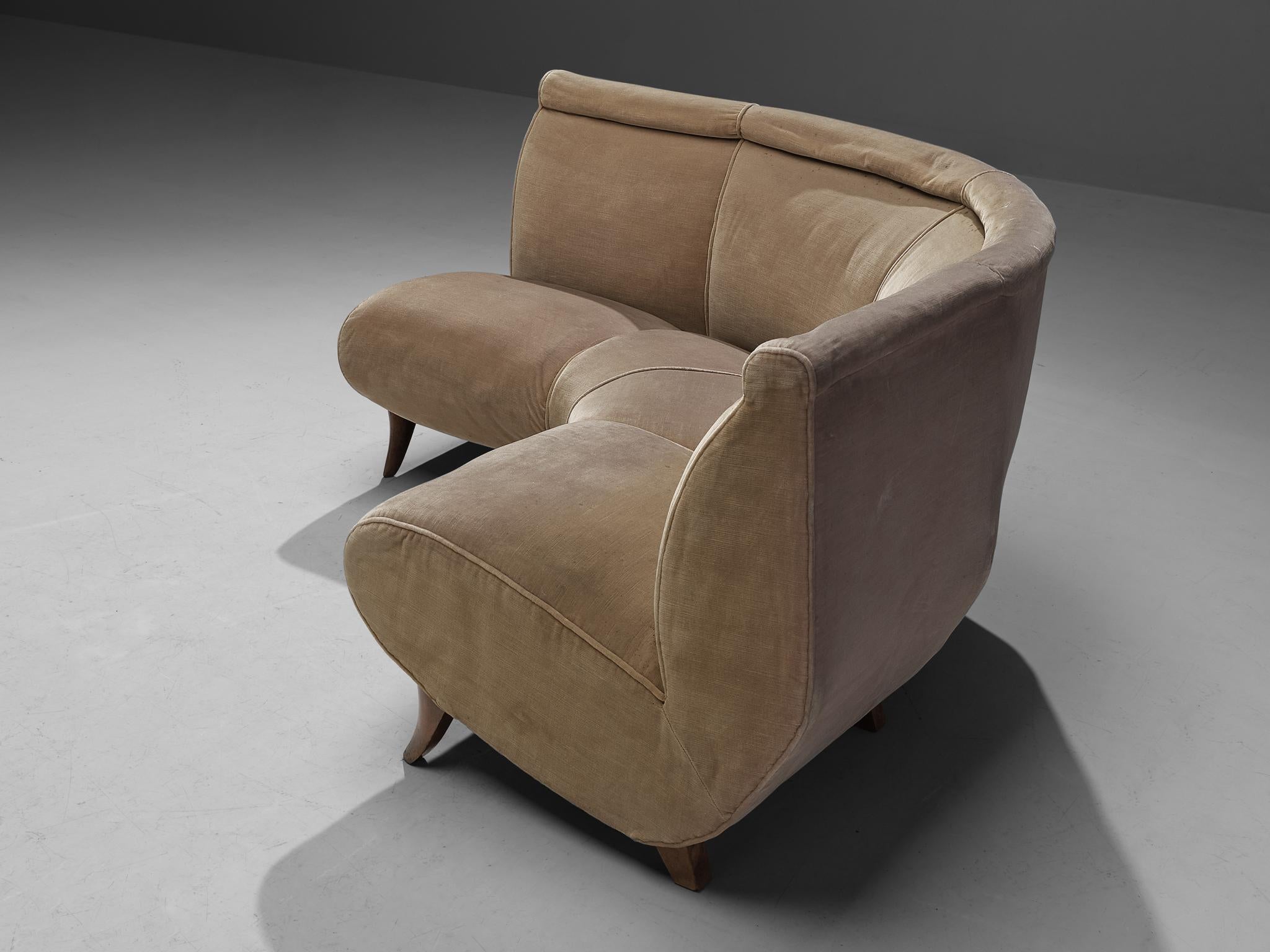 Italian Sectional Sofa in Sand Colored Velvet 3
