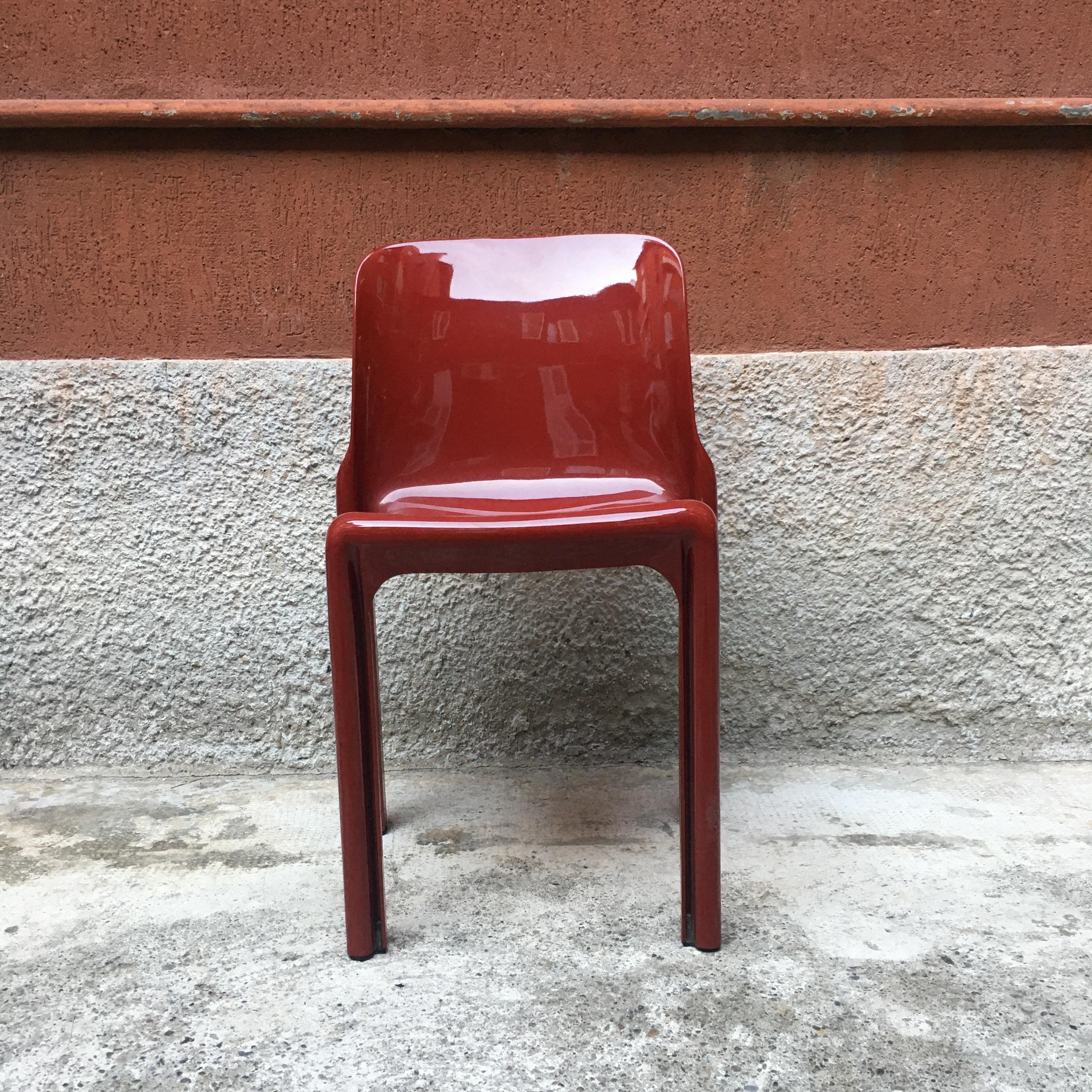 Mid-Century Modern Italian Selene Brick Red Abs Desk Chair, by Vico Magistretti for Artemide, 1969