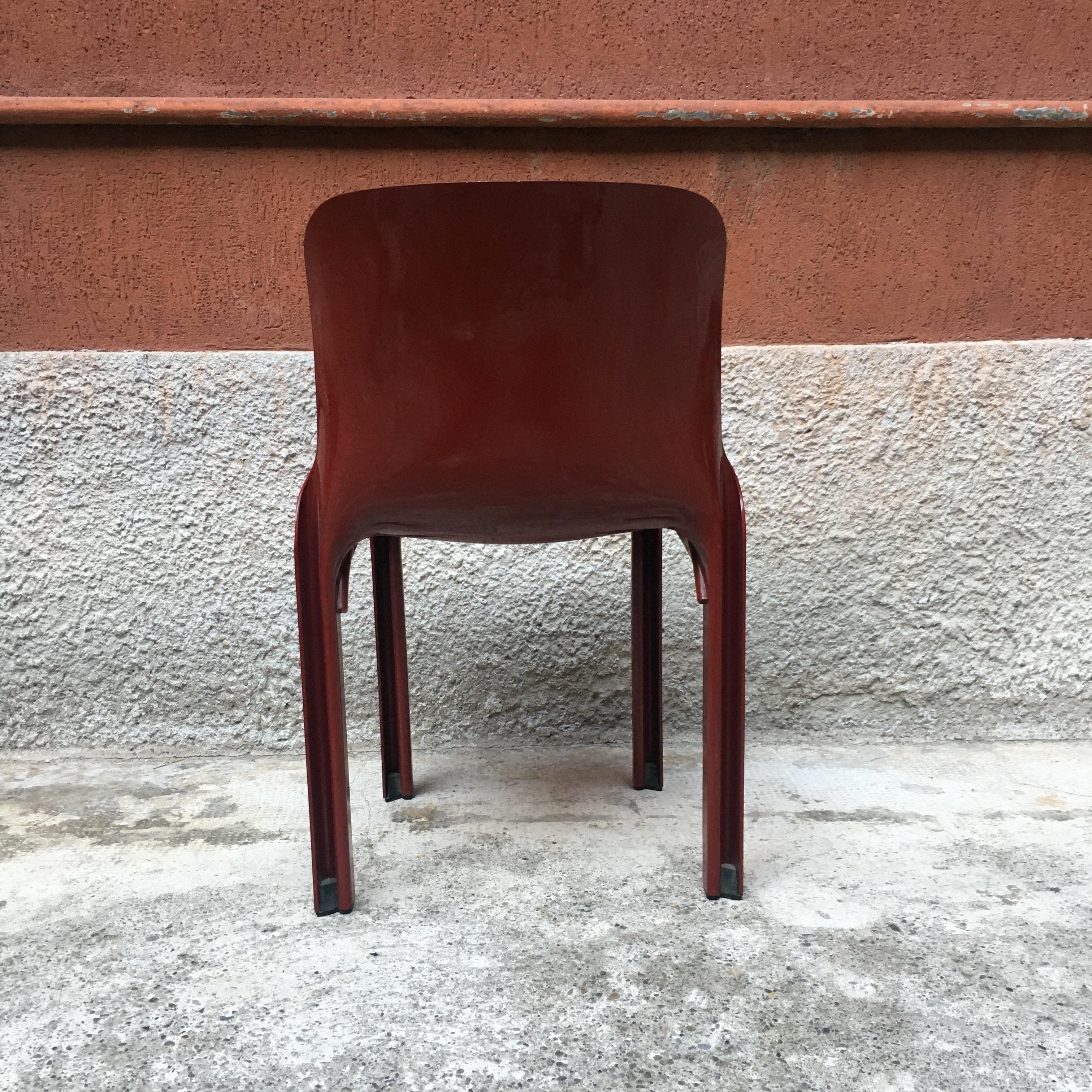 Plastic Italian Selene Brick Red Abs Desk Chair, by Vico Magistretti for Artemide, 1969