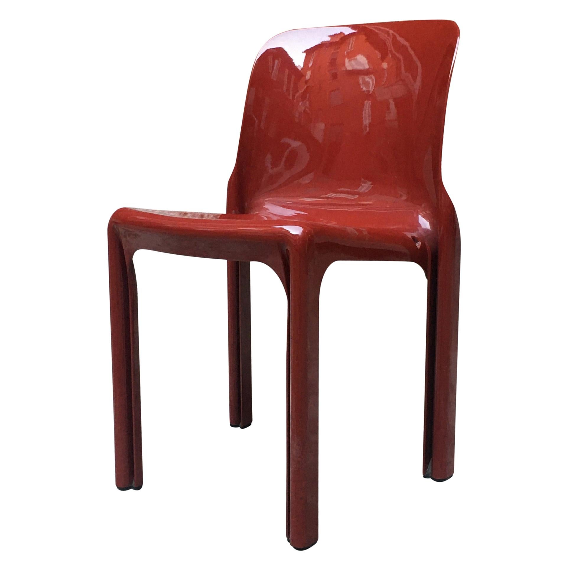 Italian Selene Brick Red Abs Desk Chair, by Vico Magistretti for Artemide, 1969