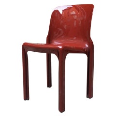 Italian Selene Brick Red Abs Desk Chair, by Vico Magistretti for Artemide, 1969