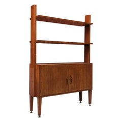 Italian Self-Supporting Wood, Metal and Brass Bookcase, 1960s
