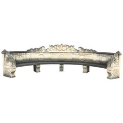 Italian Semi Circular Finely Carved Large Lime Stone Bench Garden Furniture