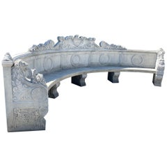 Italian Semi Circular Large Lime Stone Bench