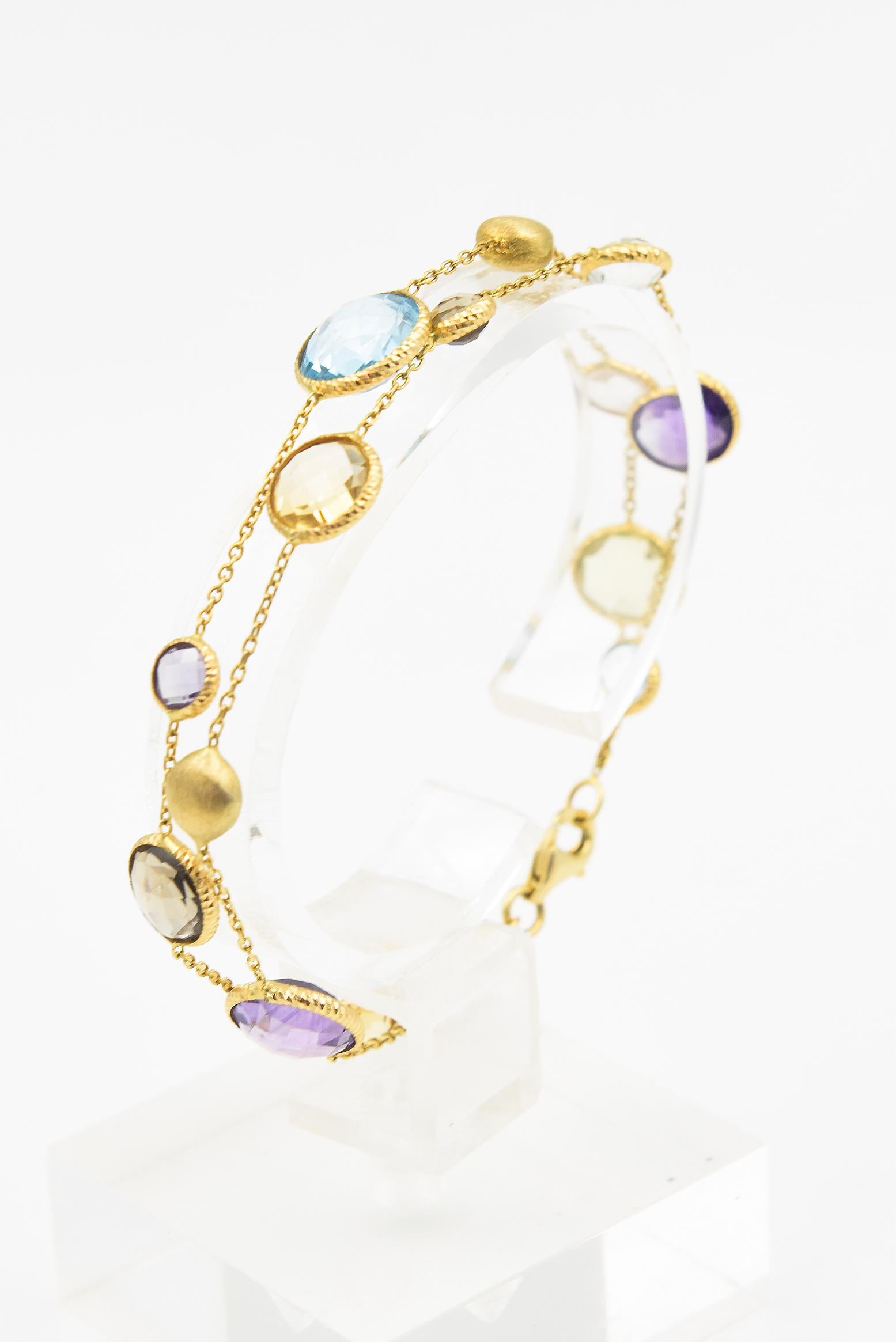 Italienische Halbedelstein Gold Station Halskette Ohrringe & Armband Set im Angebot 6
