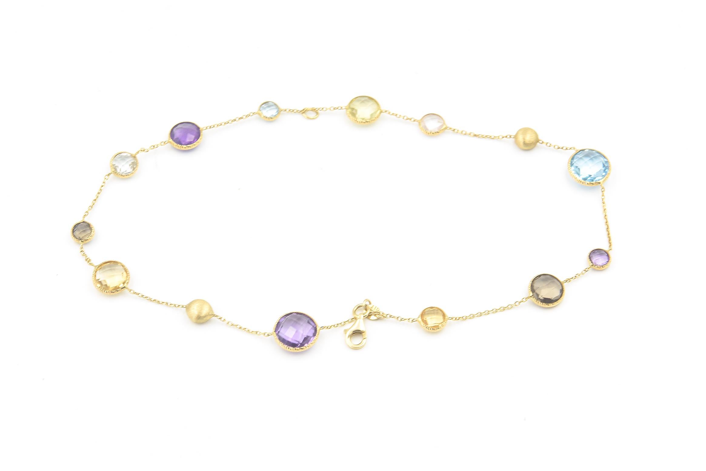 Italienische Halbedelstein Gold Station Halskette Ohrringe & Armband Set im Angebot 10