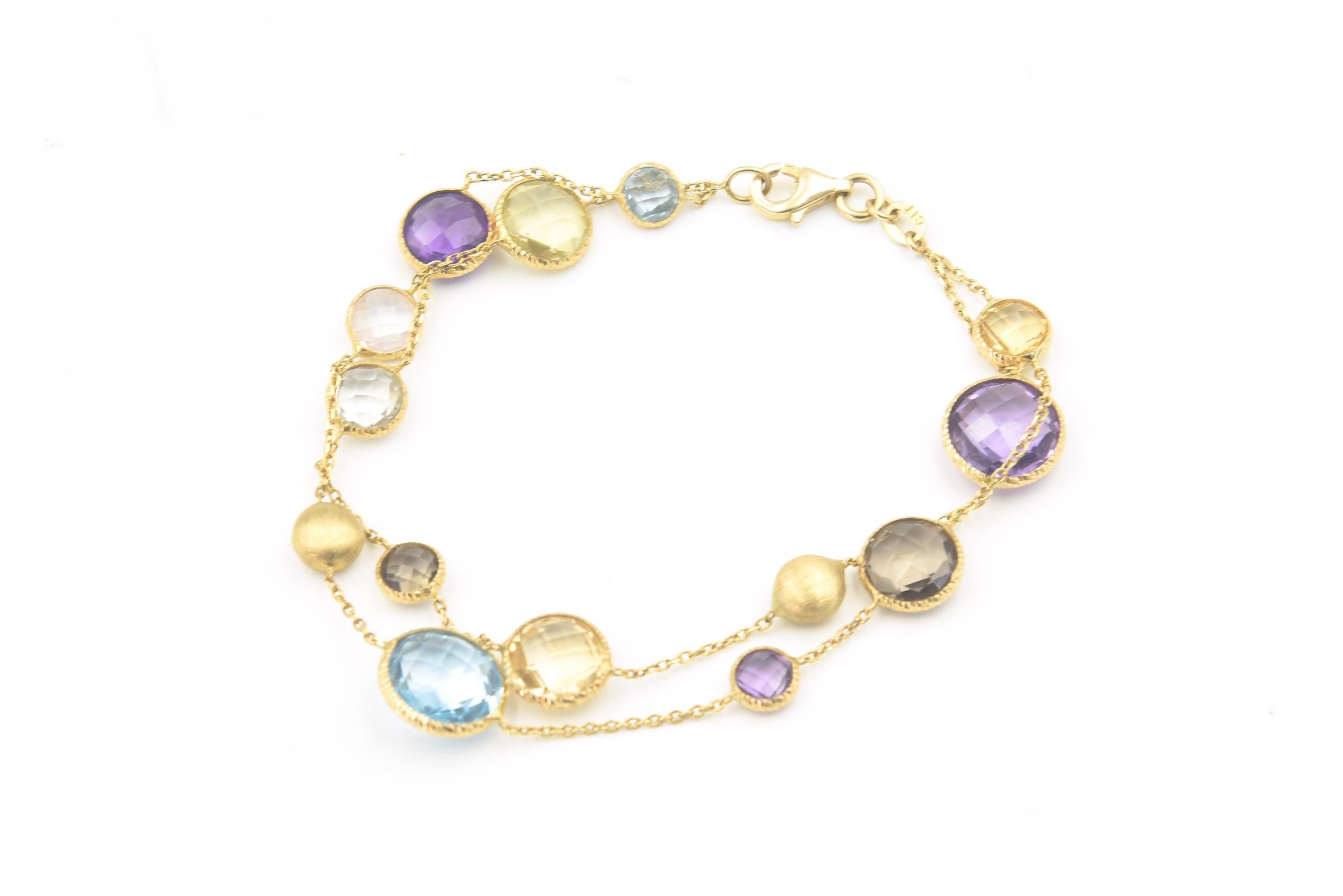 Italienische Halbedelstein Gold Station Halskette Ohrringe & Armband Set im Angebot 15