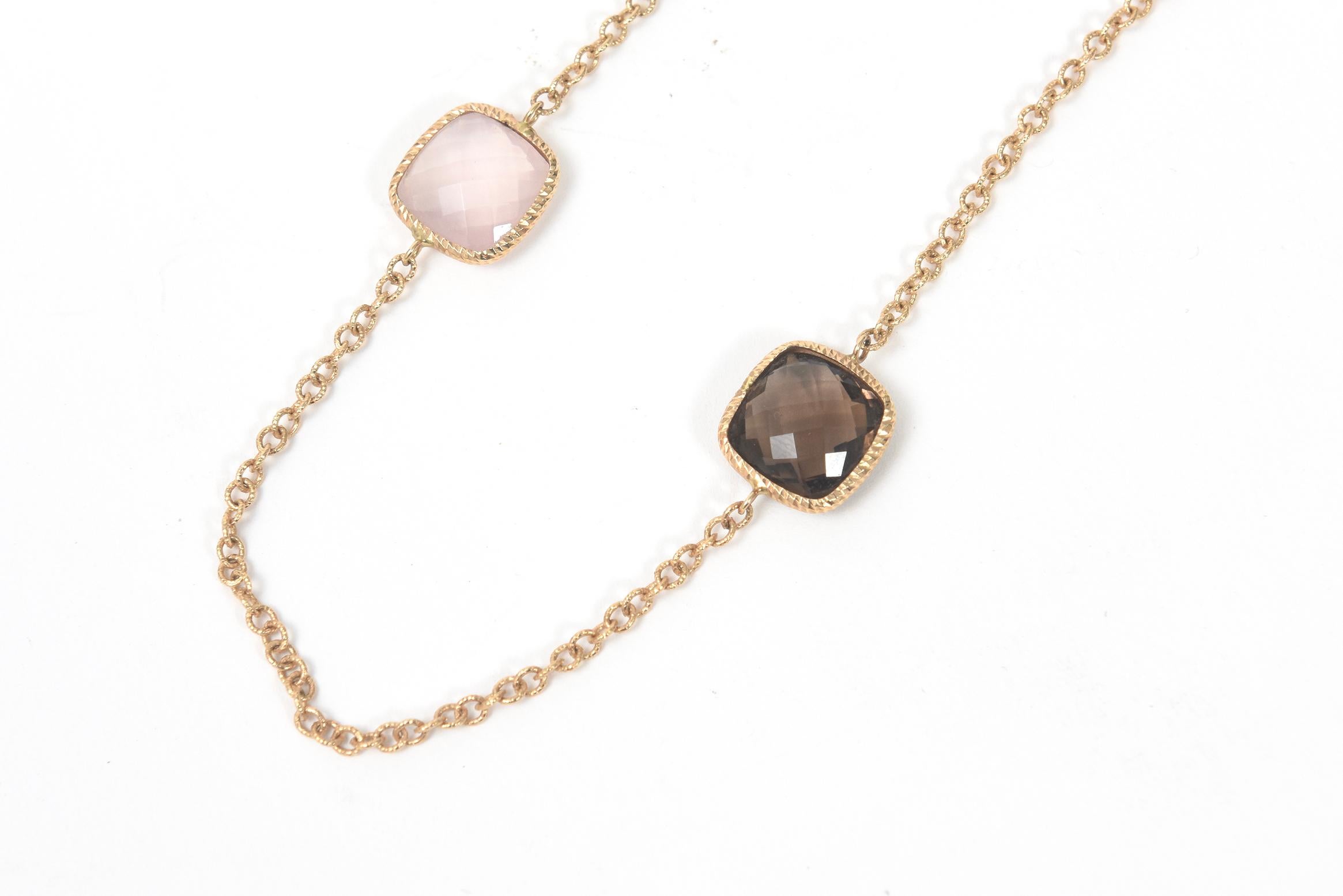Italienische Halbedelstein Gold Station Halskette Ohrringe & Armband Set im Zustand „Gut“ im Angebot in Miami Beach, FL