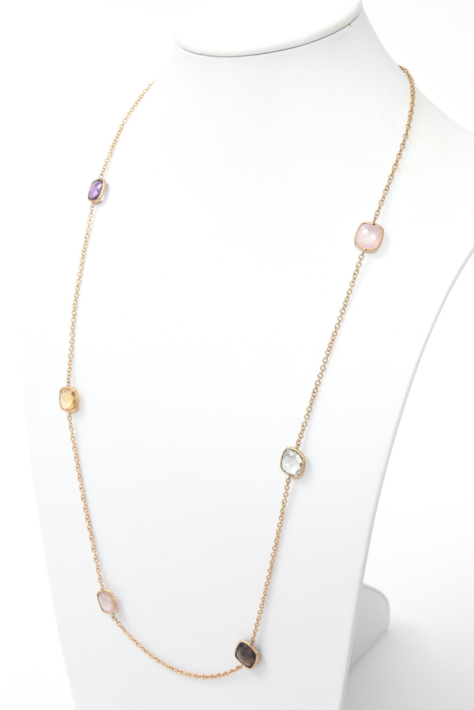 Italienische Halbedelstein Gold Station Halskette Ohrringe & Armband Set im Angebot 2
