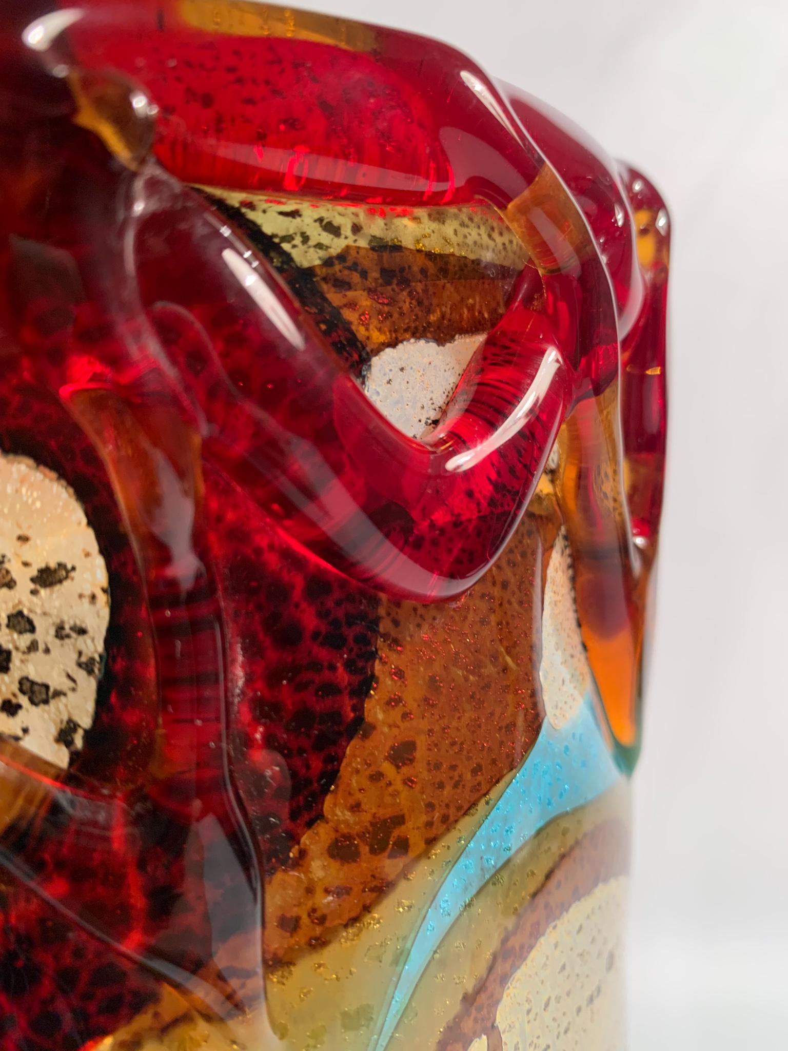 Italian Sergio Costantini Multicolored Murano Glass Vase from the 1980s 5