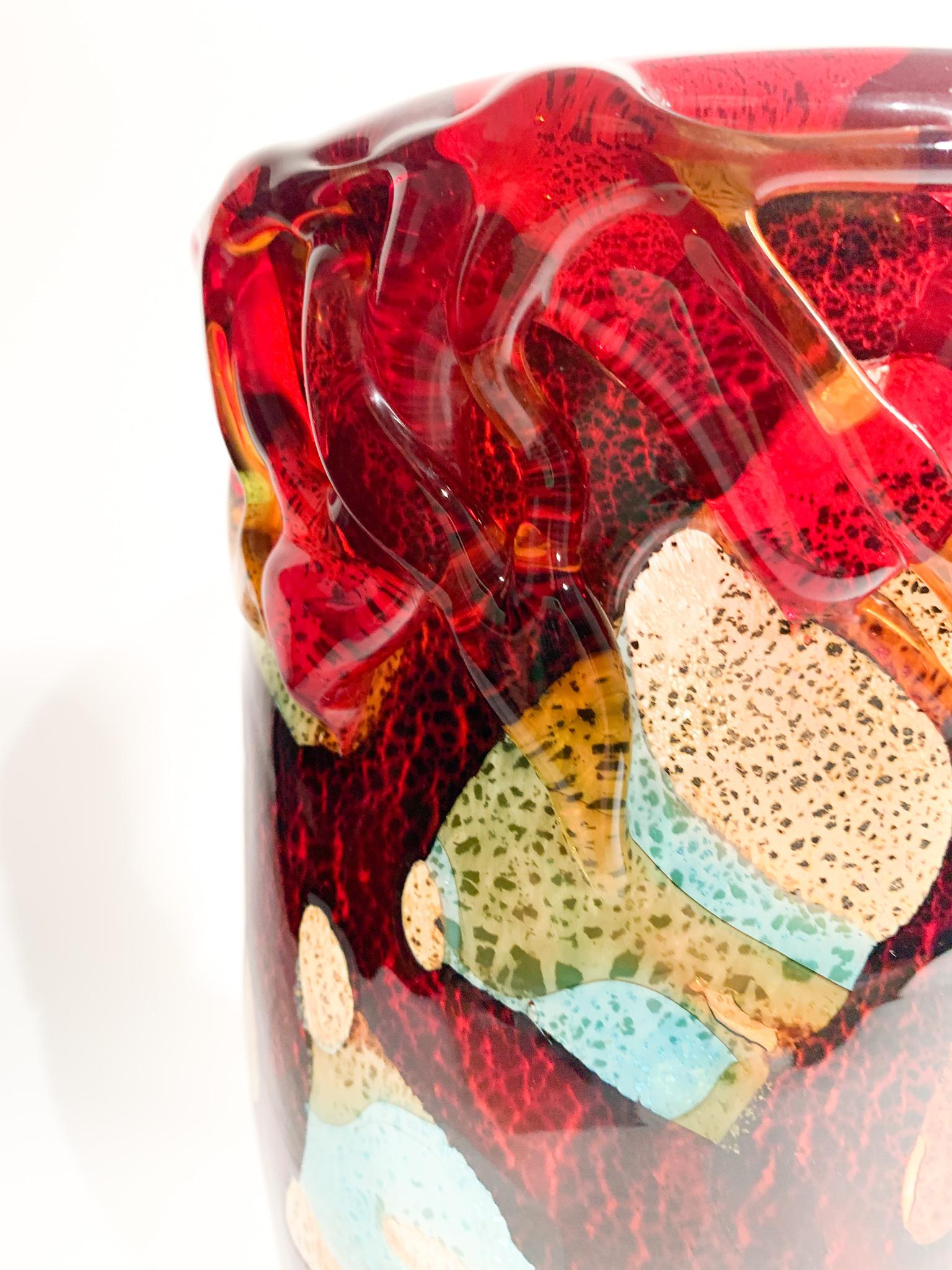 Italian Sergio Costantini Multicolored Murano Glass Vase from the 1980s 6