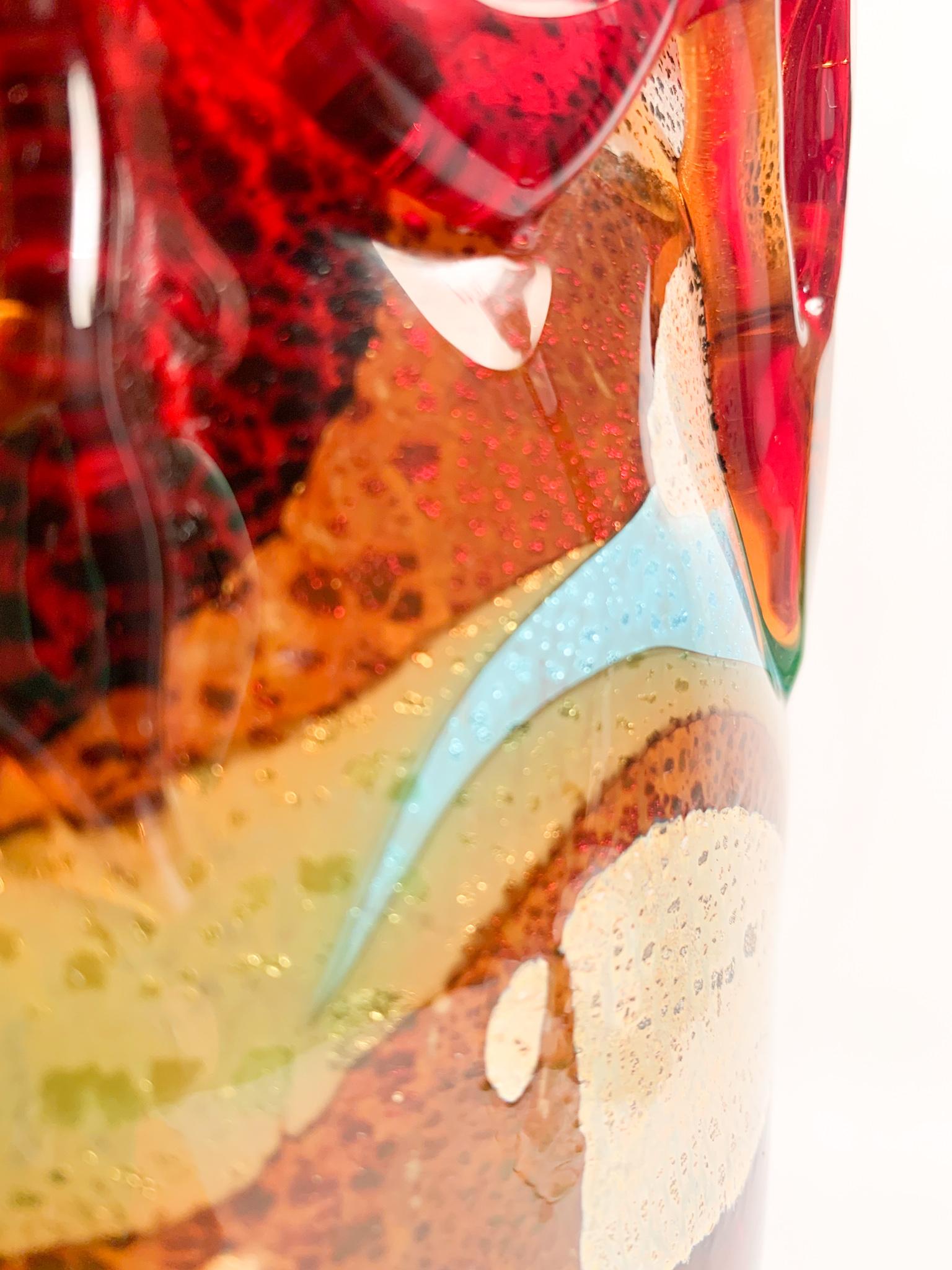Italian Sergio Costantini Multicolored Murano Glass Vase from the 1980s 7