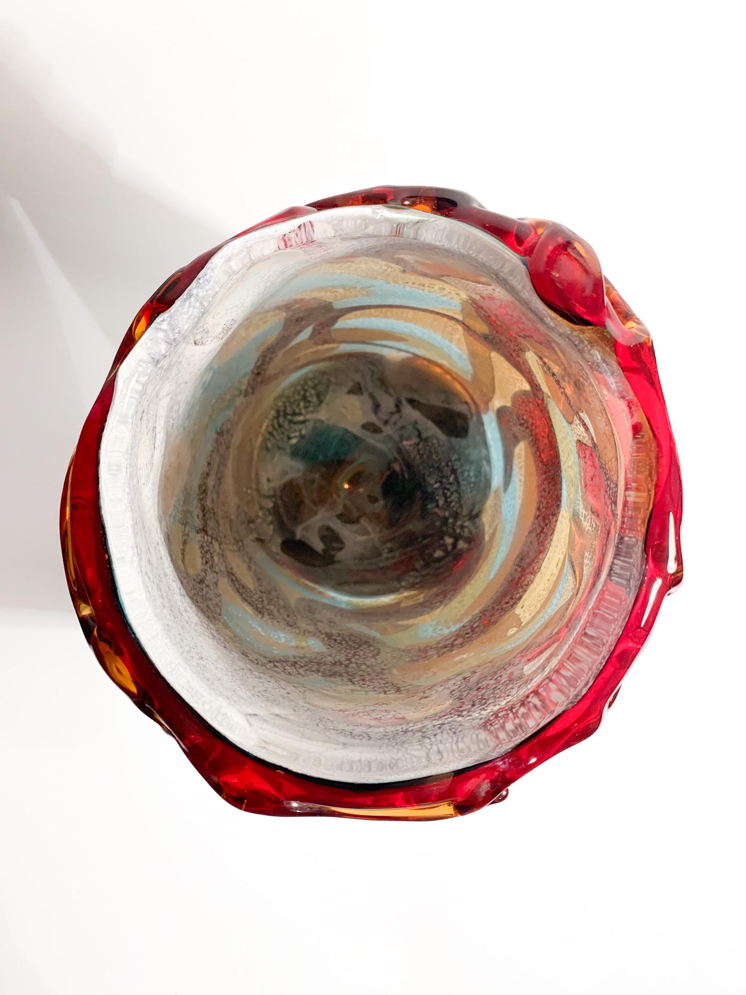 Italian Sergio Costantini Multicolored Murano Glass Vase from the 1980s 9