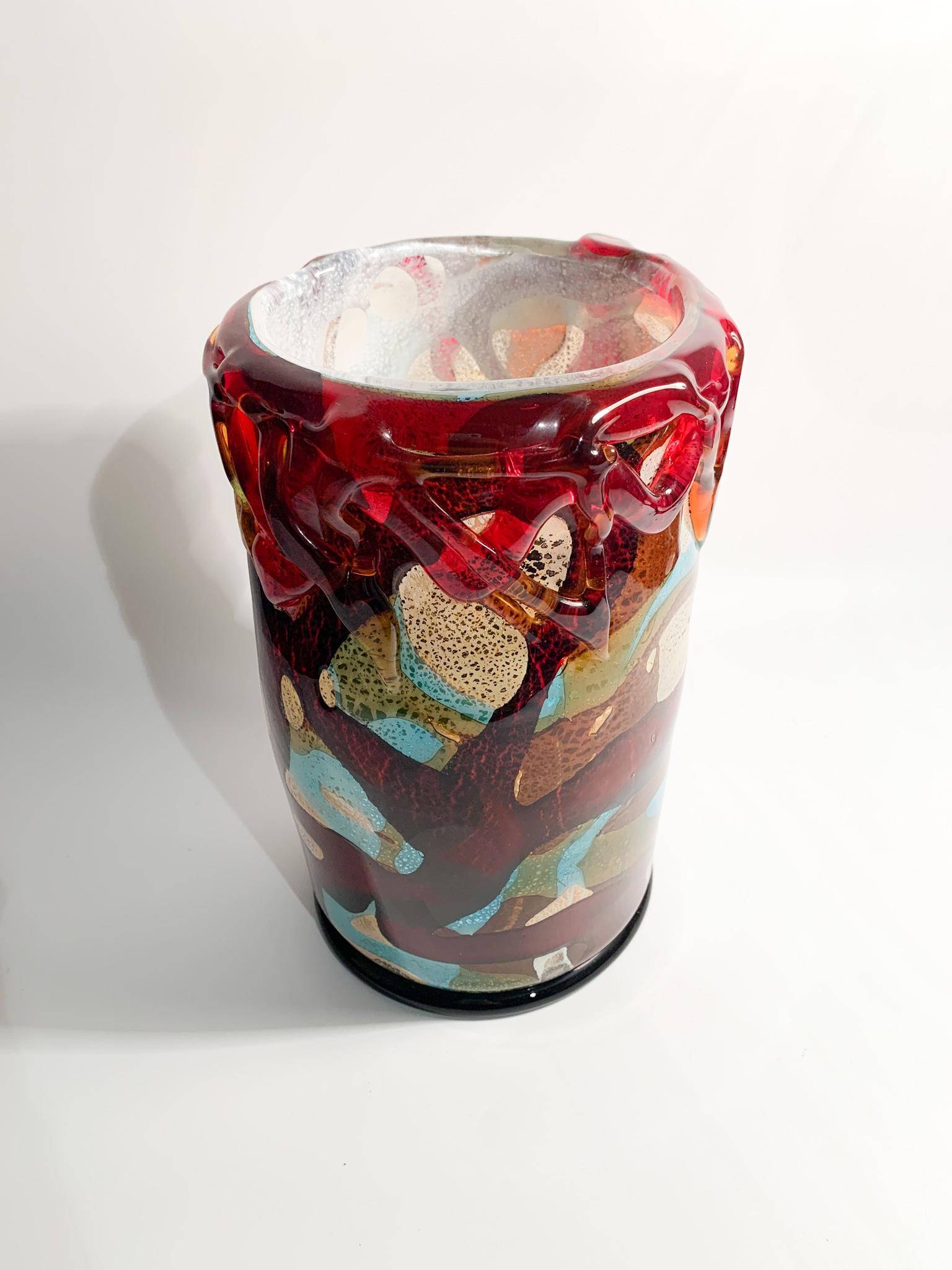 Italian Sergio Costantini Multicolored Murano Glass Vase from the 1980s 10