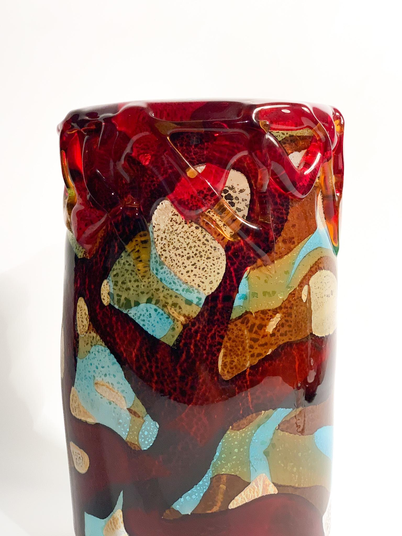 Mid-Century Modern Italian Sergio Costantini Multicolored Murano Glass Vase from the 1980s