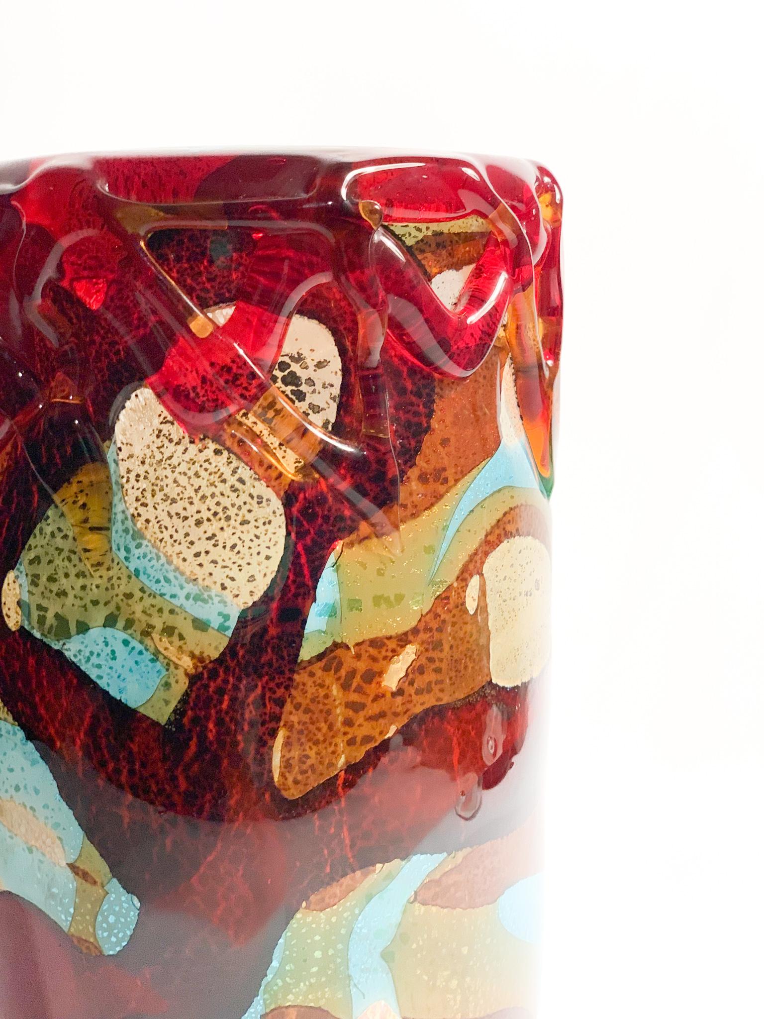 Late 20th Century Italian Sergio Costantini Multicolored Murano Glass Vase from the 1980s