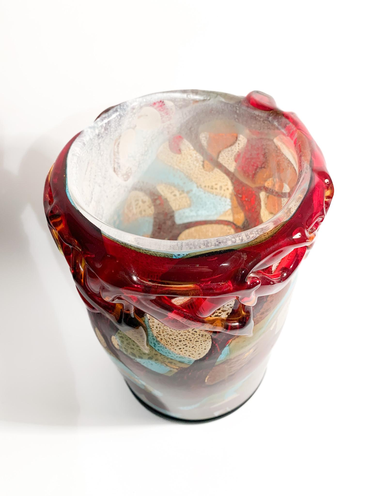 Italian Sergio Costantini Multicolored Murano Glass Vase from the 1980s 2