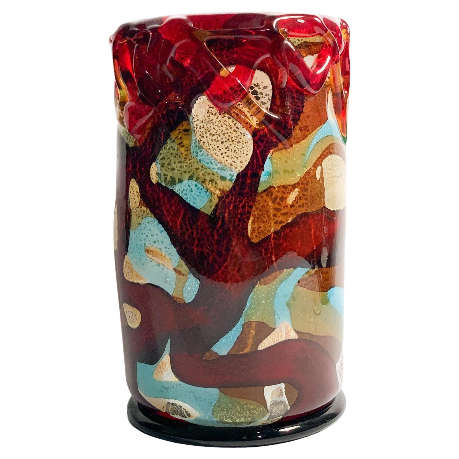 Italian Sergio Costantini Multicolored Murano Glass Vase from the 1980s