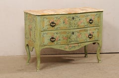 Charming Hand-Painted Italian Serpentine Chest w/ Urn & Floral Design, 19th C.