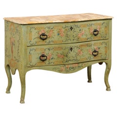 Italian Serpentine Chest W/Hand-Painted Urn & Floral Design, Early 19th C.